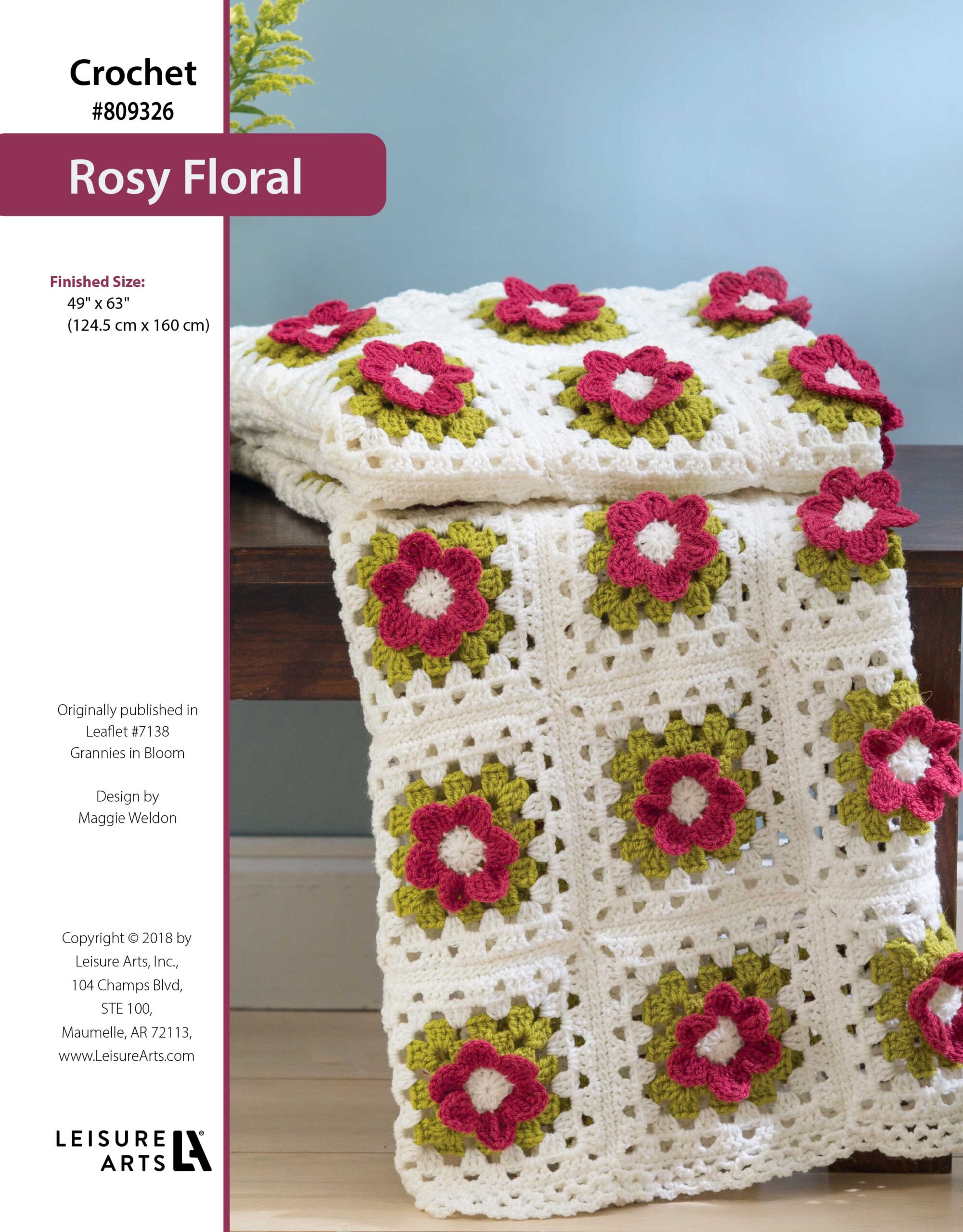 Leisure Arts Grannies in Bloom Rosy Floral Crochet ePattern