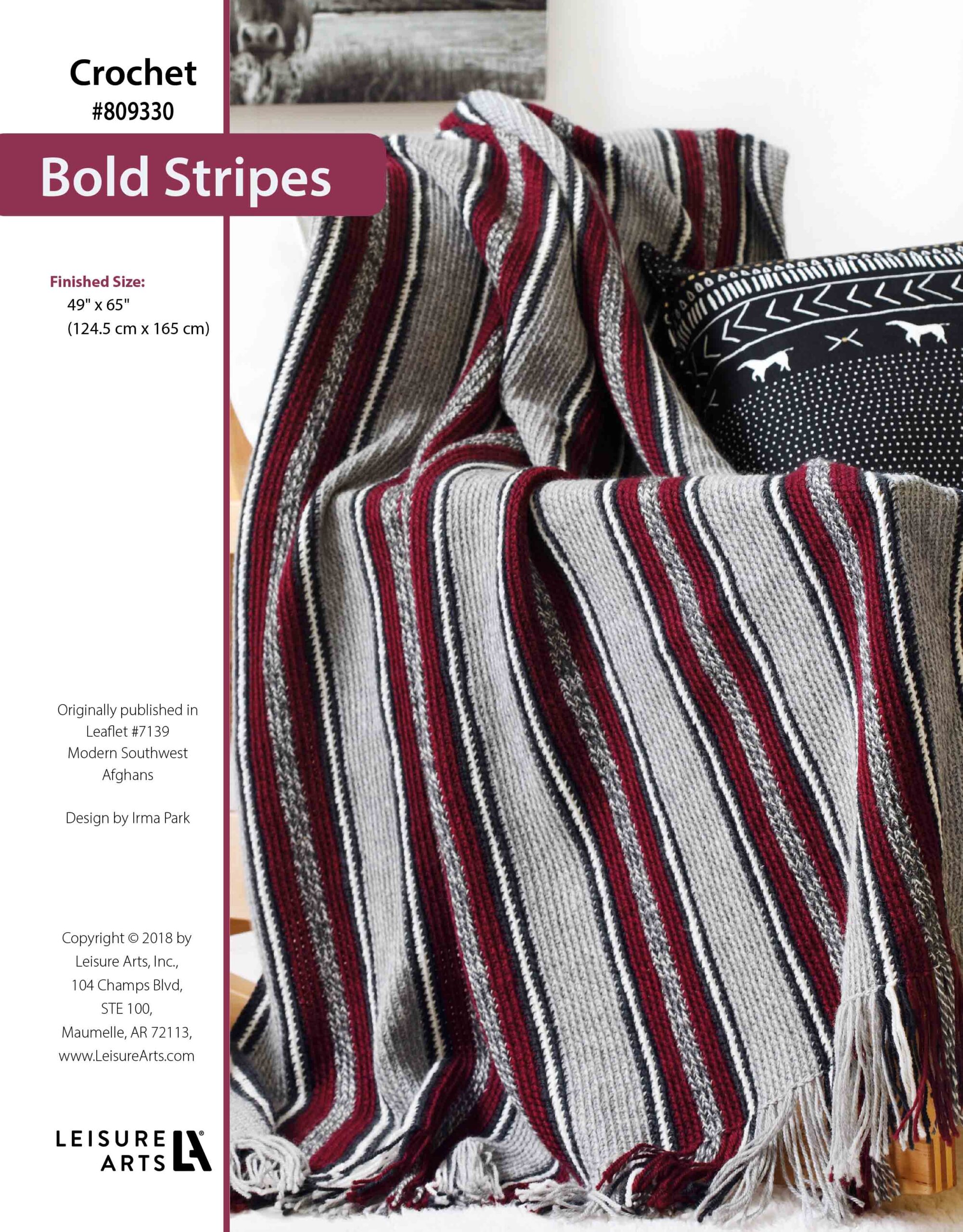 Leisure Arts Modern Southwest Afghans Bold Stripes Crochet ePattern