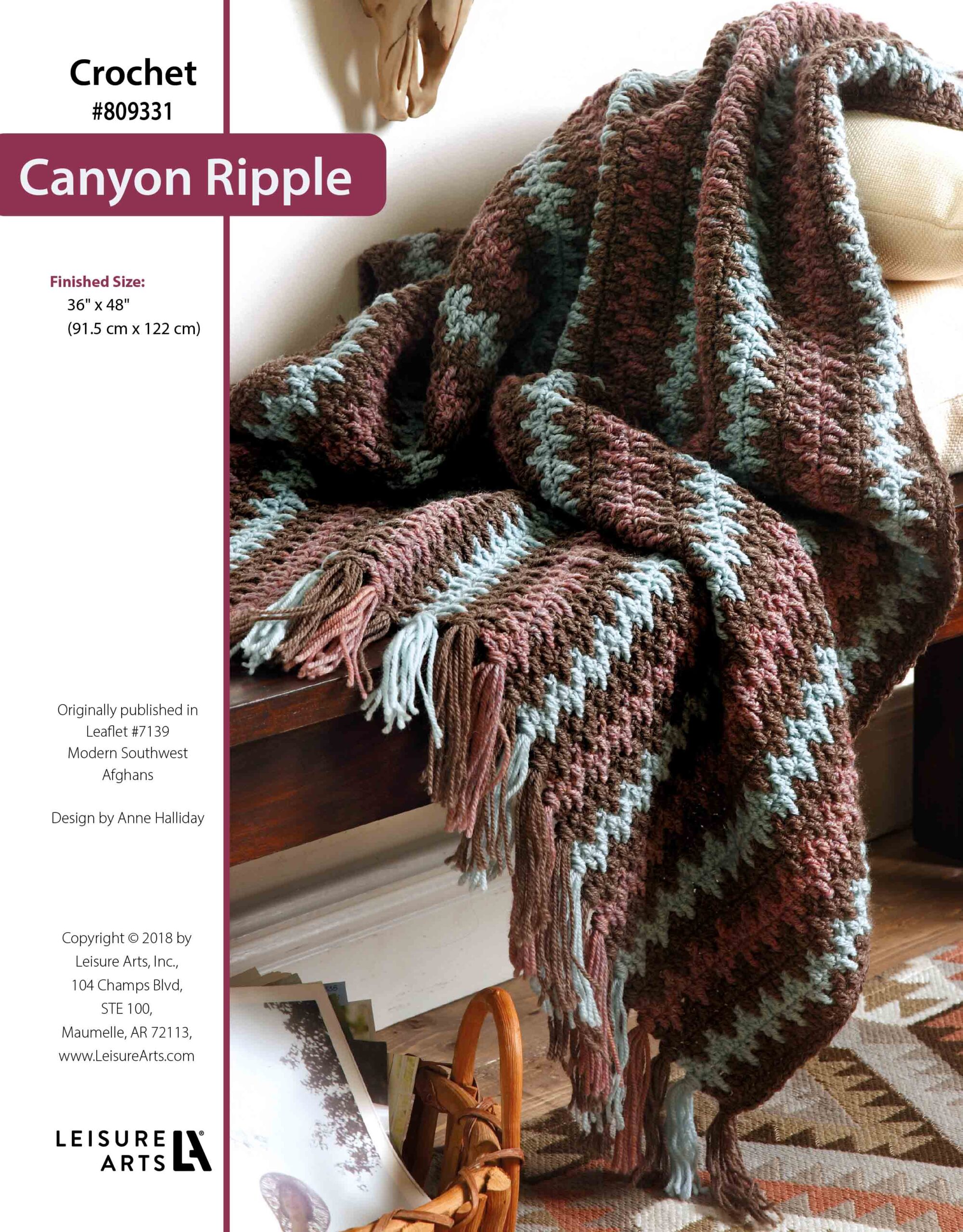Leisure Arts Modern Southwest Afghans Canyon Ripple Crochet ePattern