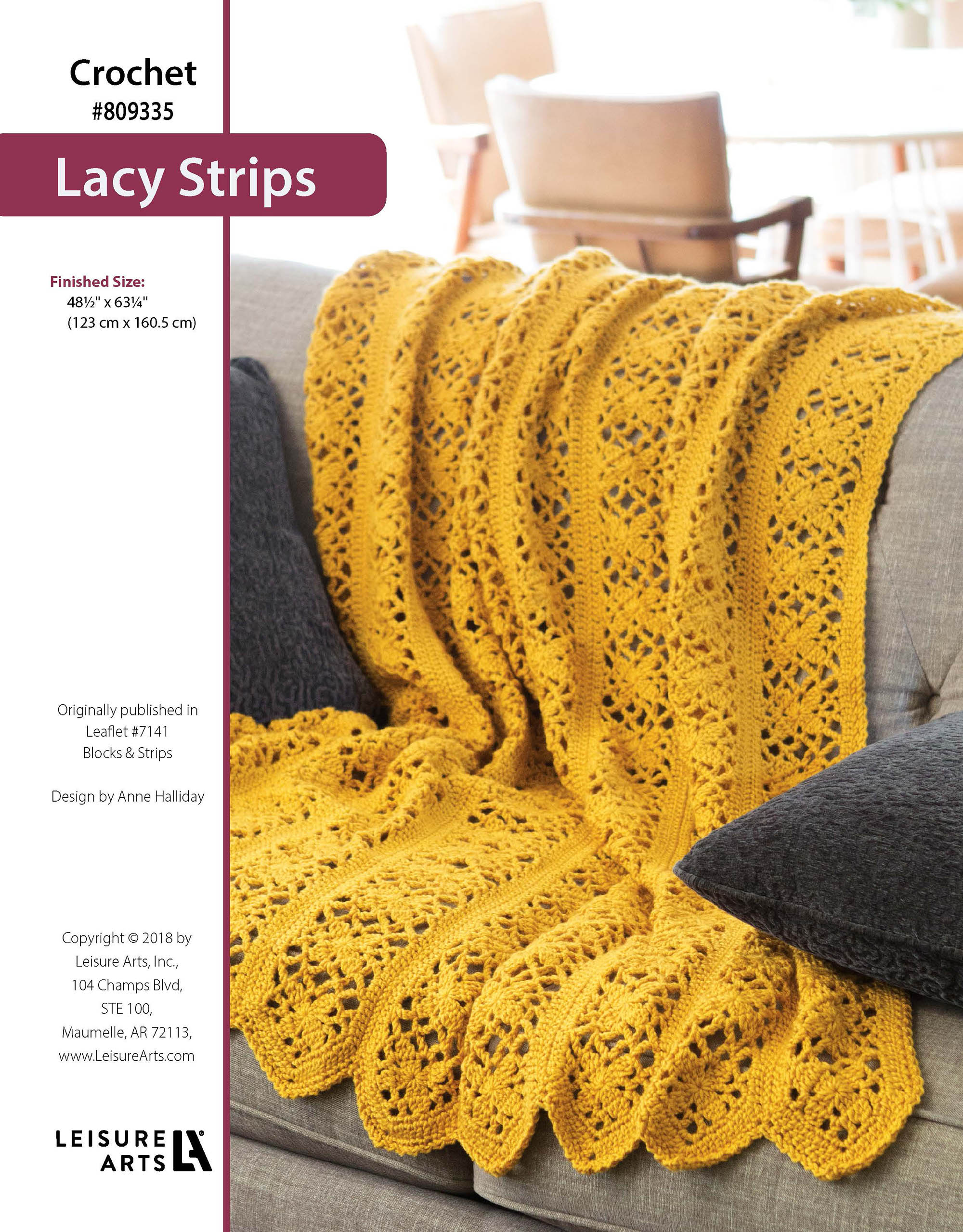 Leisure Arts Blocks Strips Lacy Strips Crochet Blanket ePattern