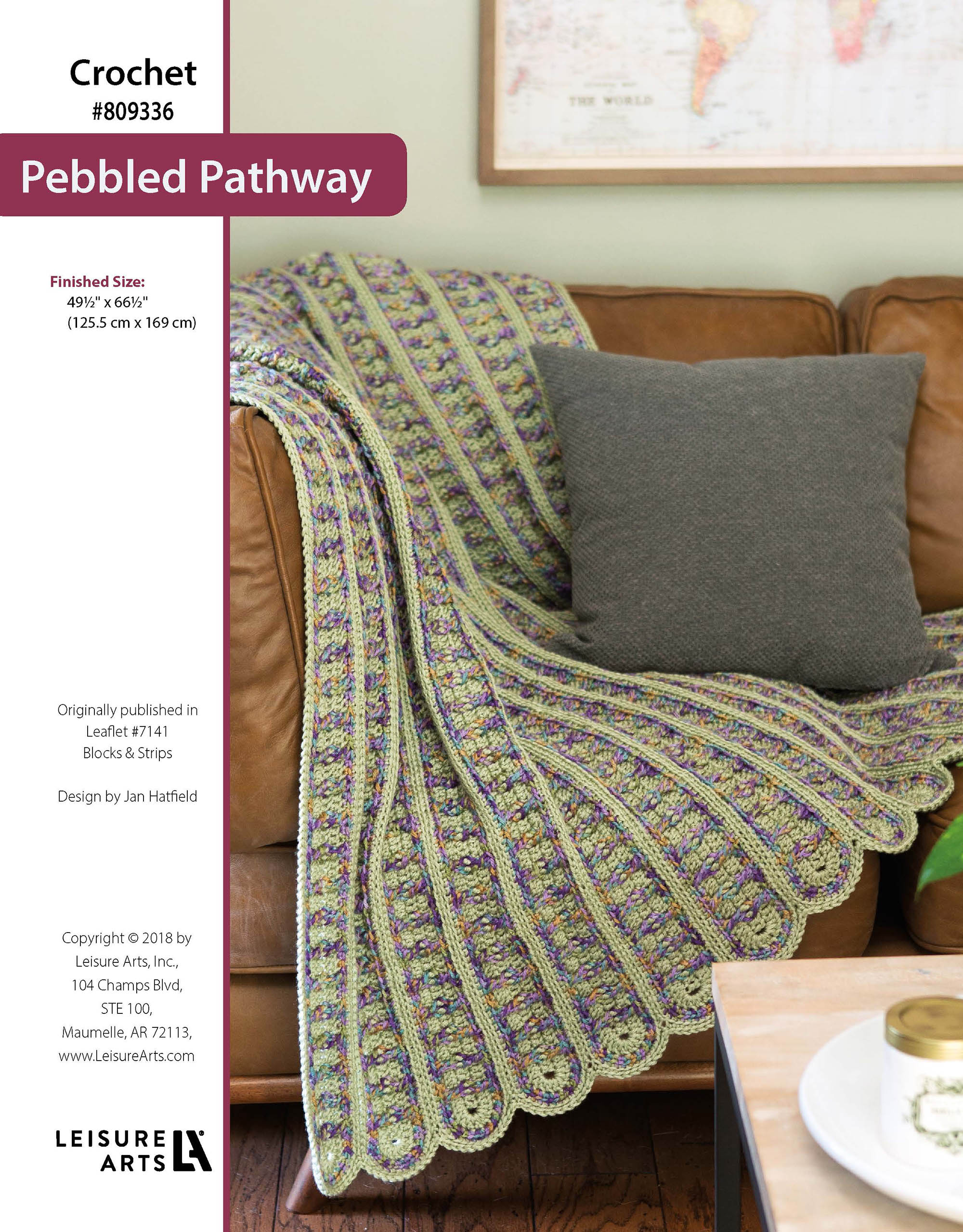 Leisure Arts Blocks Strips Pebbled Pathway Crochet Blanket ePattern
