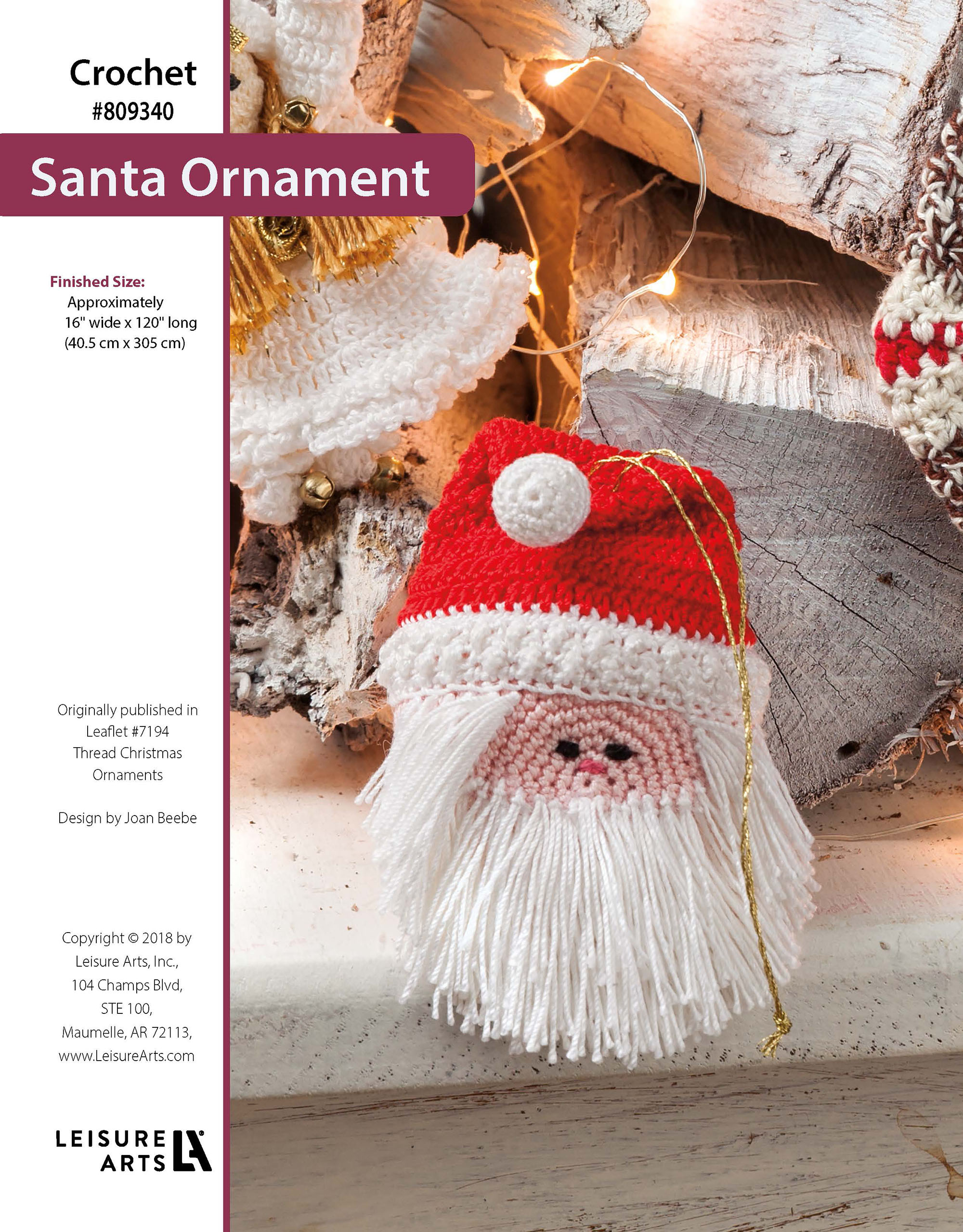 Leisure Arts Thread Christmas Ornaments Santa Crochet ePattern