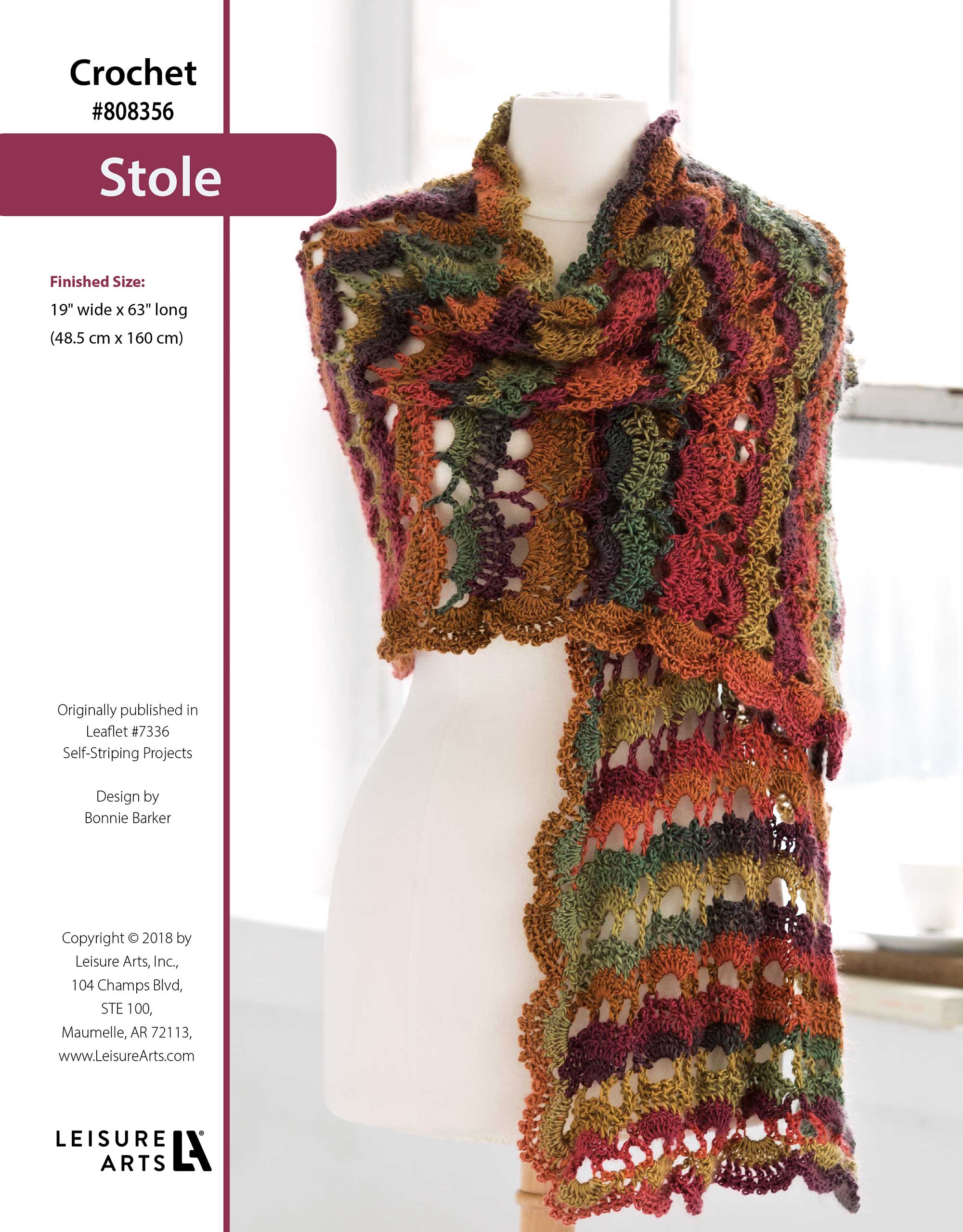 Leisure Arts Self Striping Projects Stole Crochet ePattern