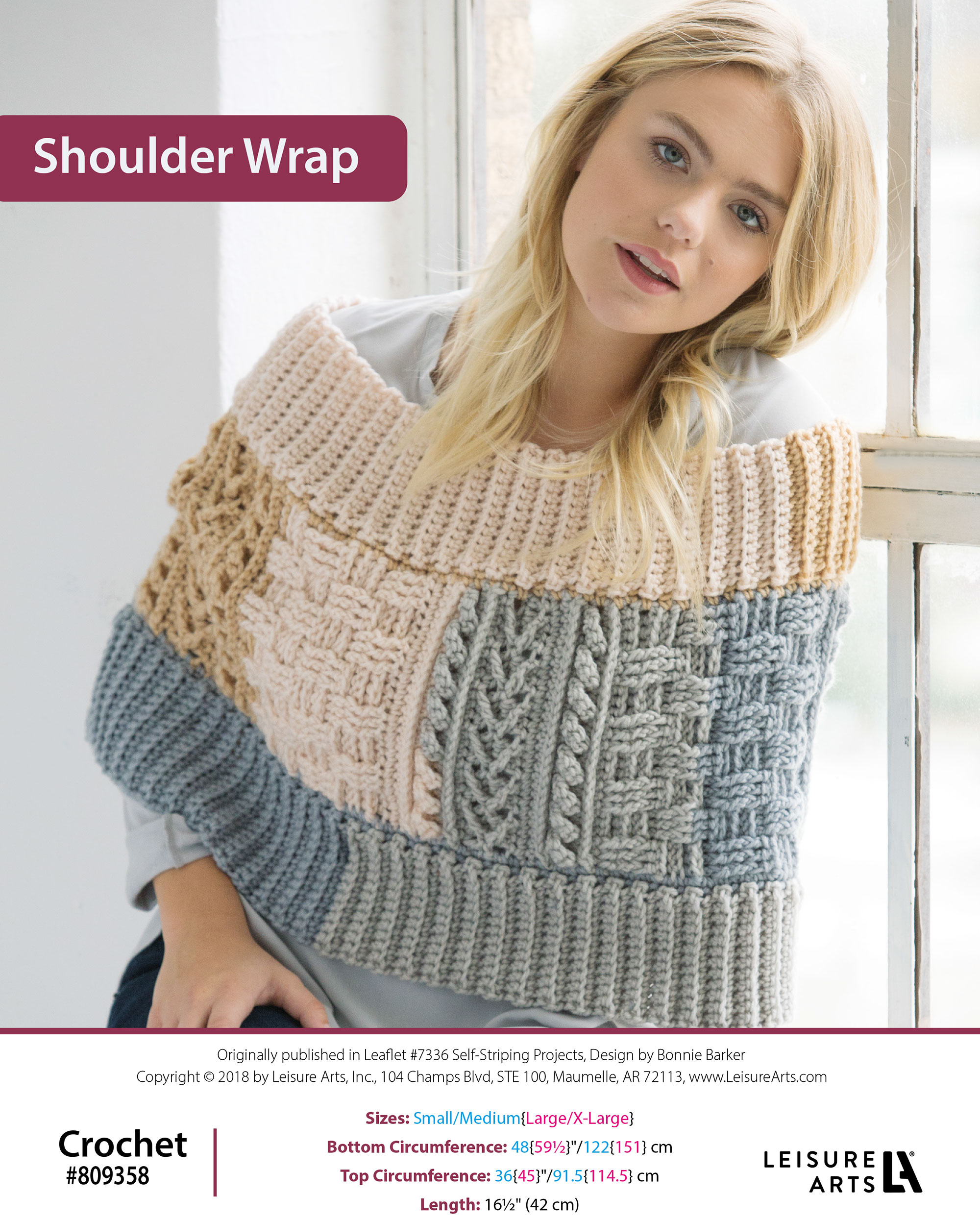 Leisure Arts Self Striping Projects Shoulder Wrap Crochet ePattern