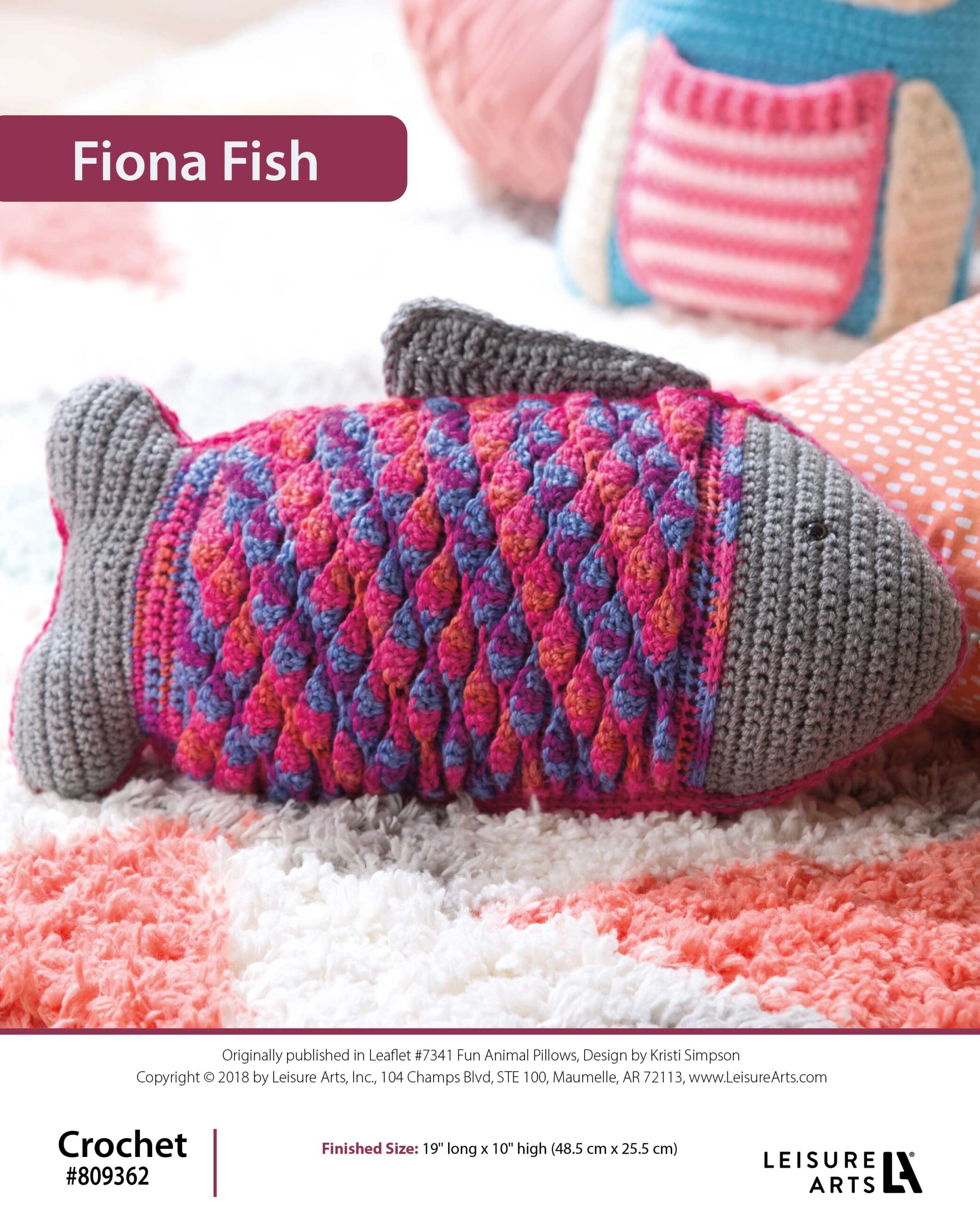 Leisure Arts Fun Animal Pillows Fiona Fish Crochet ePattern