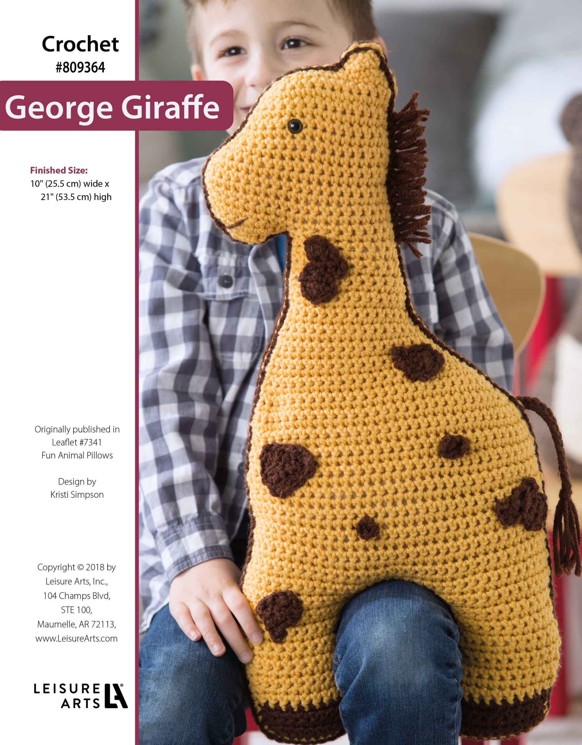 Leisure Arts Fun Animal Pillows George Giraffe Crochet ePattern