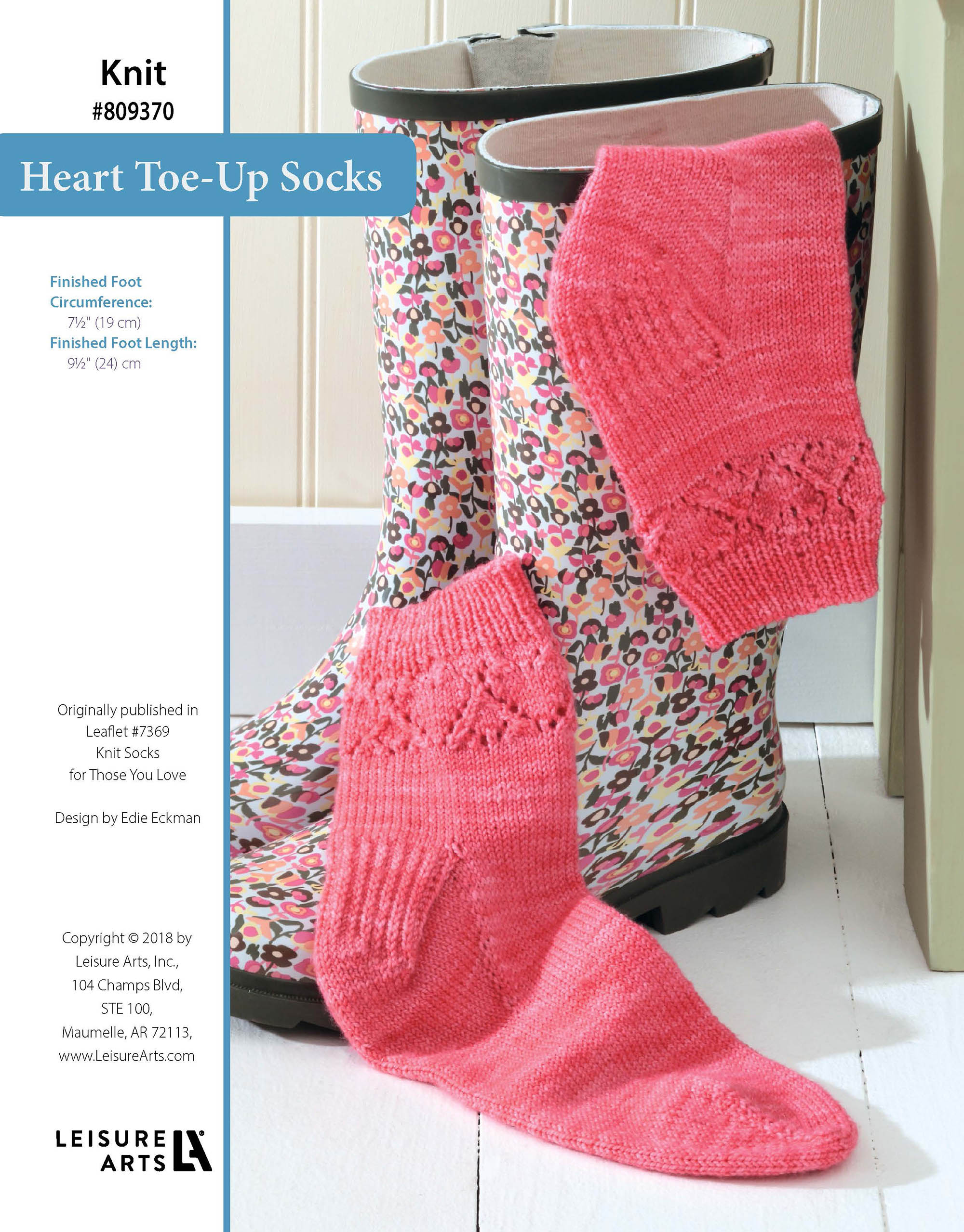 Leisure Arts Knit Socks For Those You Love Heart ToeUp Socks ePattern