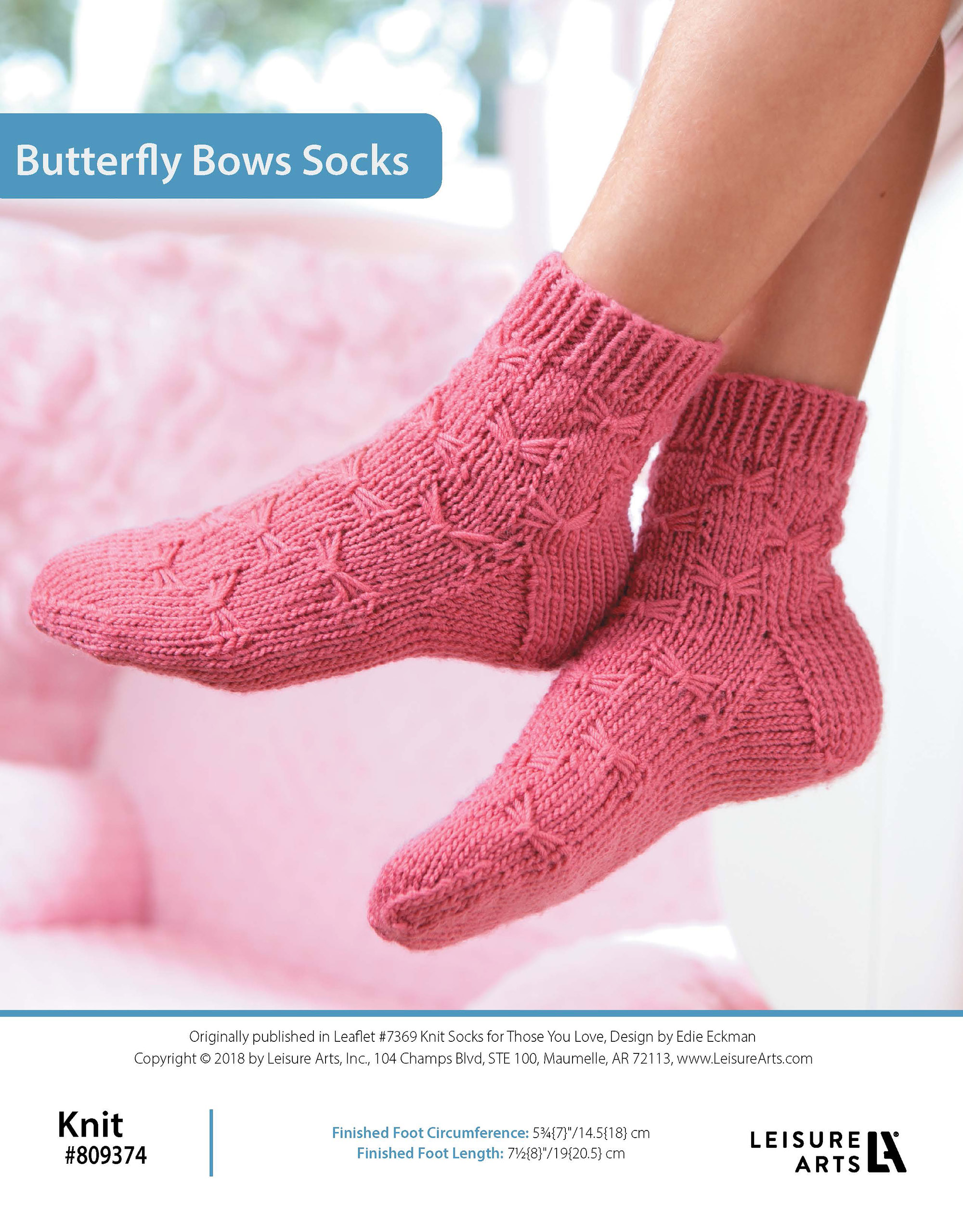 Leisure Arts Knit Socks For Those You Love Butterfly Bows Socks ePattern
