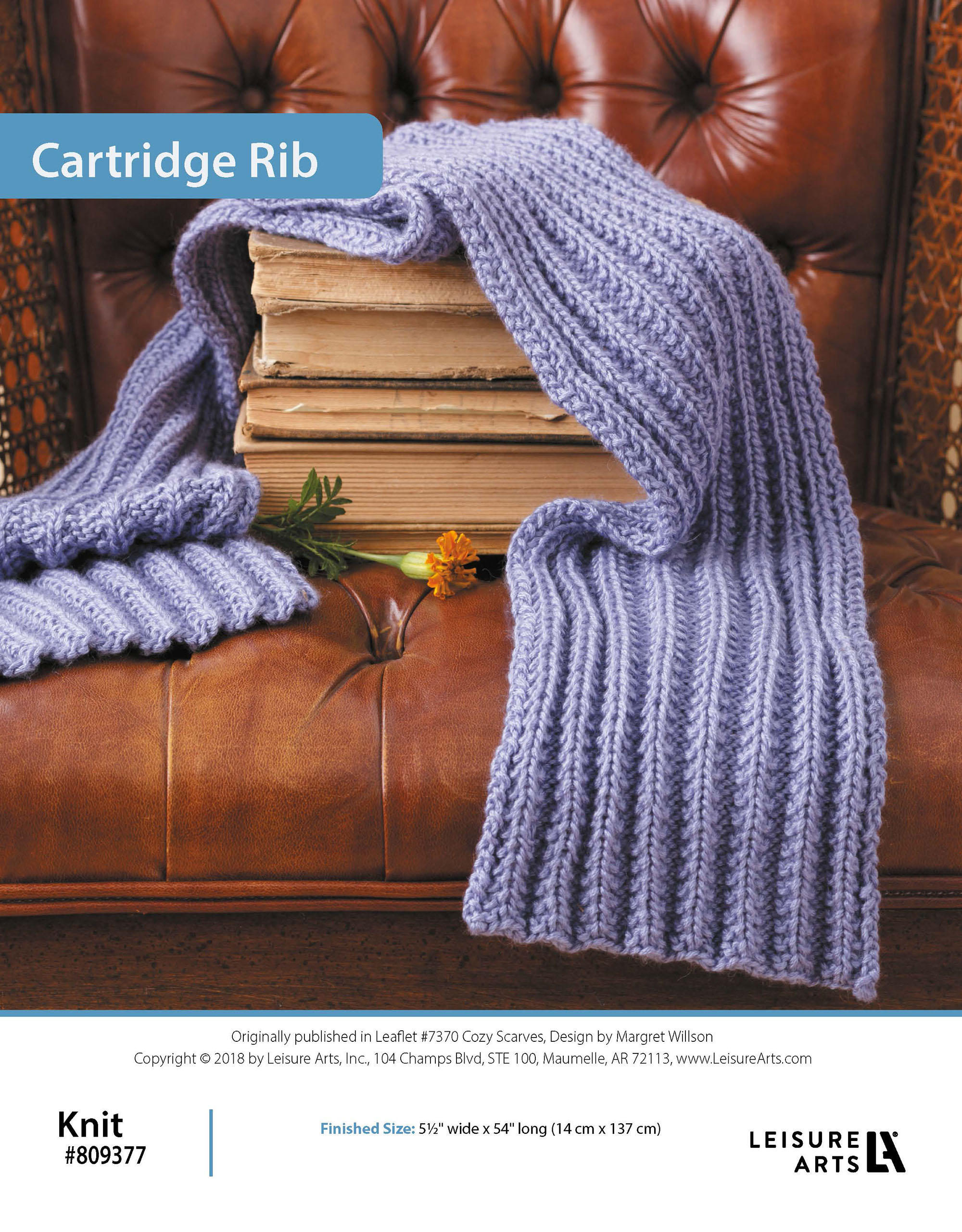 Leisure Arts Cozy Scarves Cartridge Rib Scarf Knit ePattern