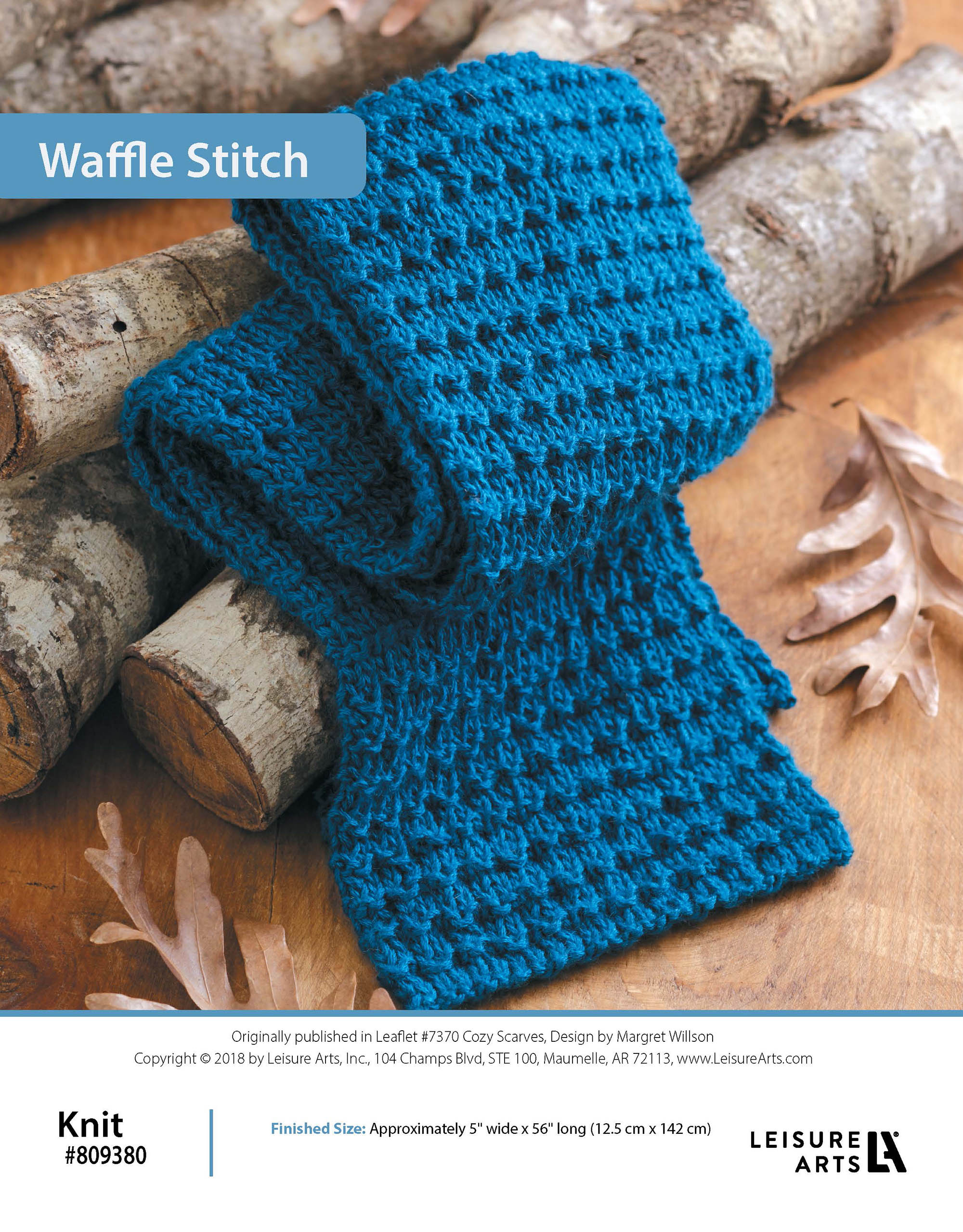 Leisure Arts Cozy Scarves Waffle Stitch Scarf Knit ePattern