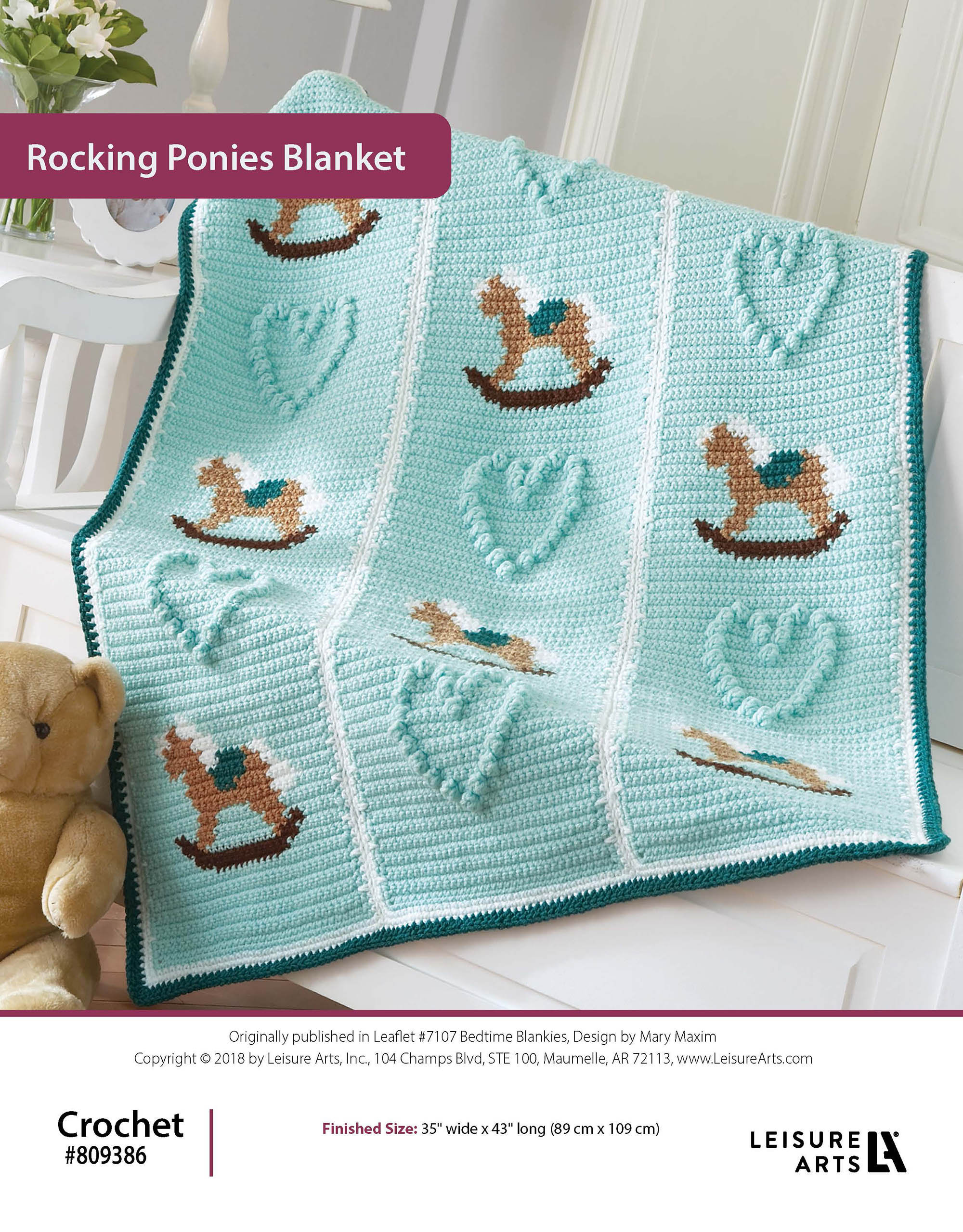 Leisure Arts Bedtime Blankies Rocking Ponies Blanket Crochet ePattern