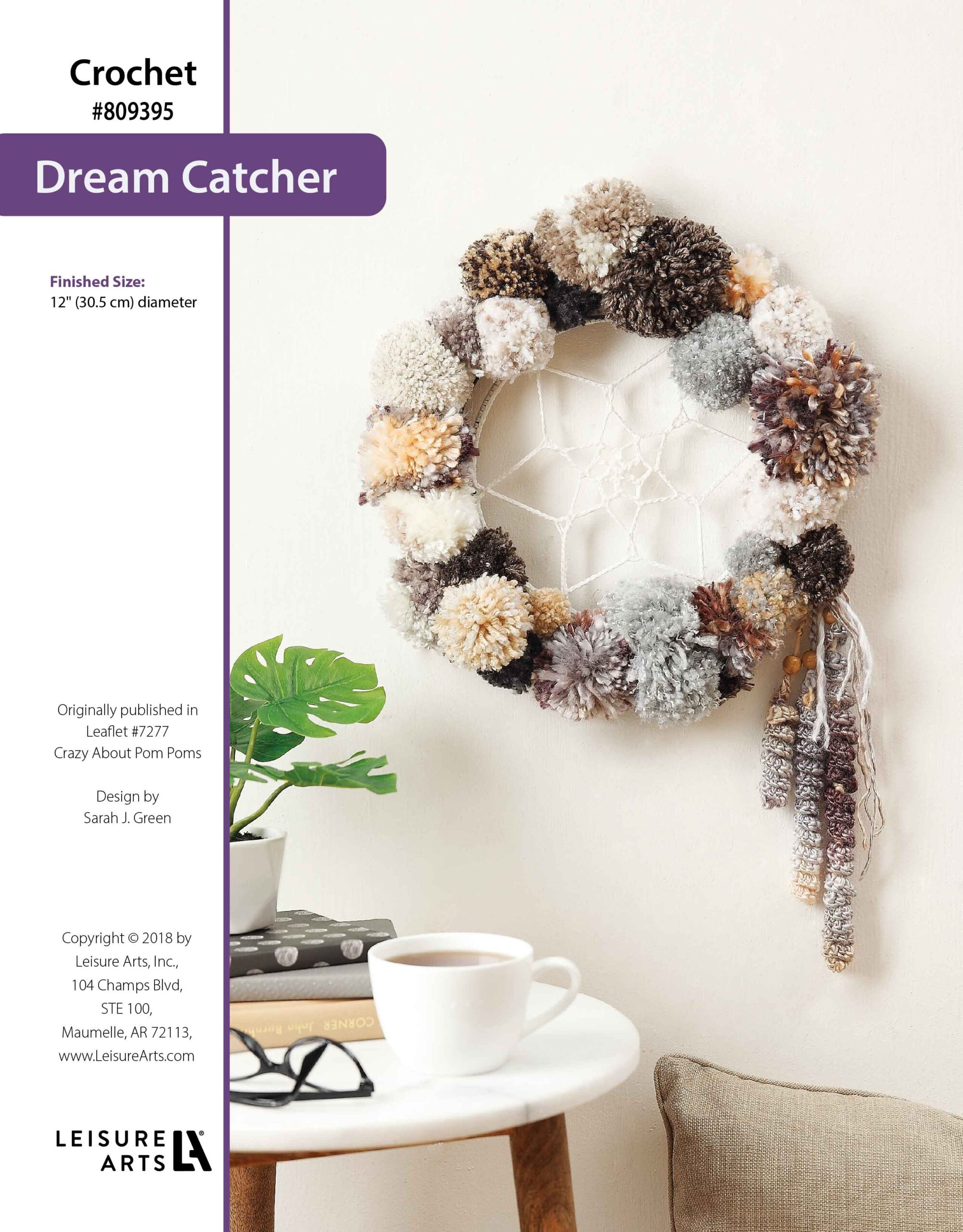 Leisure Arts Crazy About Pom Poms Dream Catcher Crochet ePattern