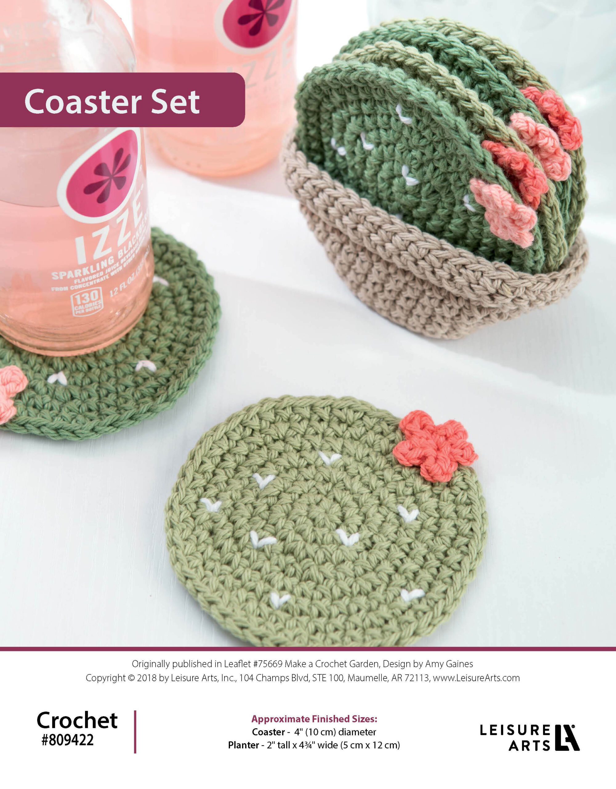 Leisure Arts Make A Crochet Garden Cactus Coaster Set ePattern
