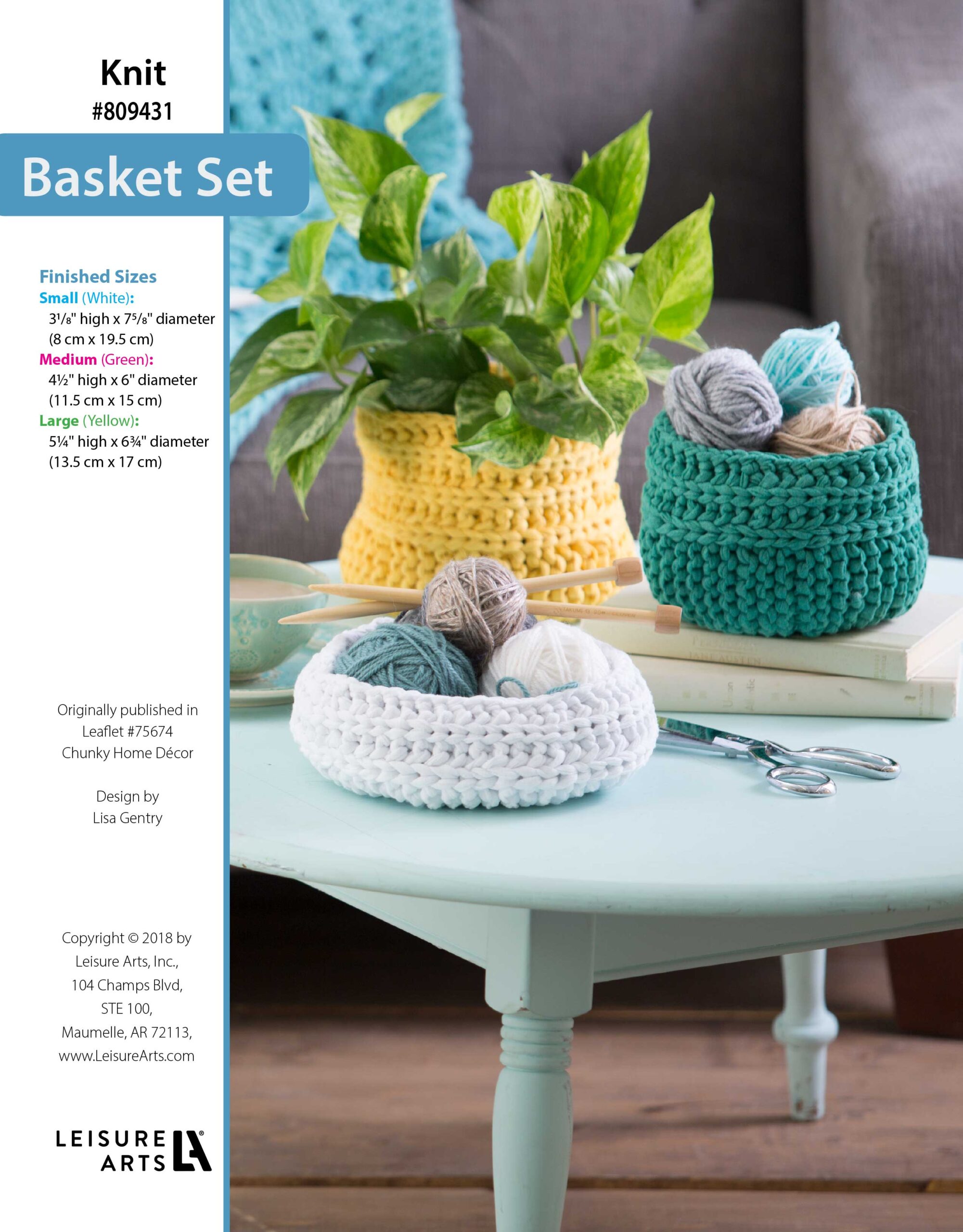 Leisure Arts Chunky Home Decor To Knit Basket Set ePattern