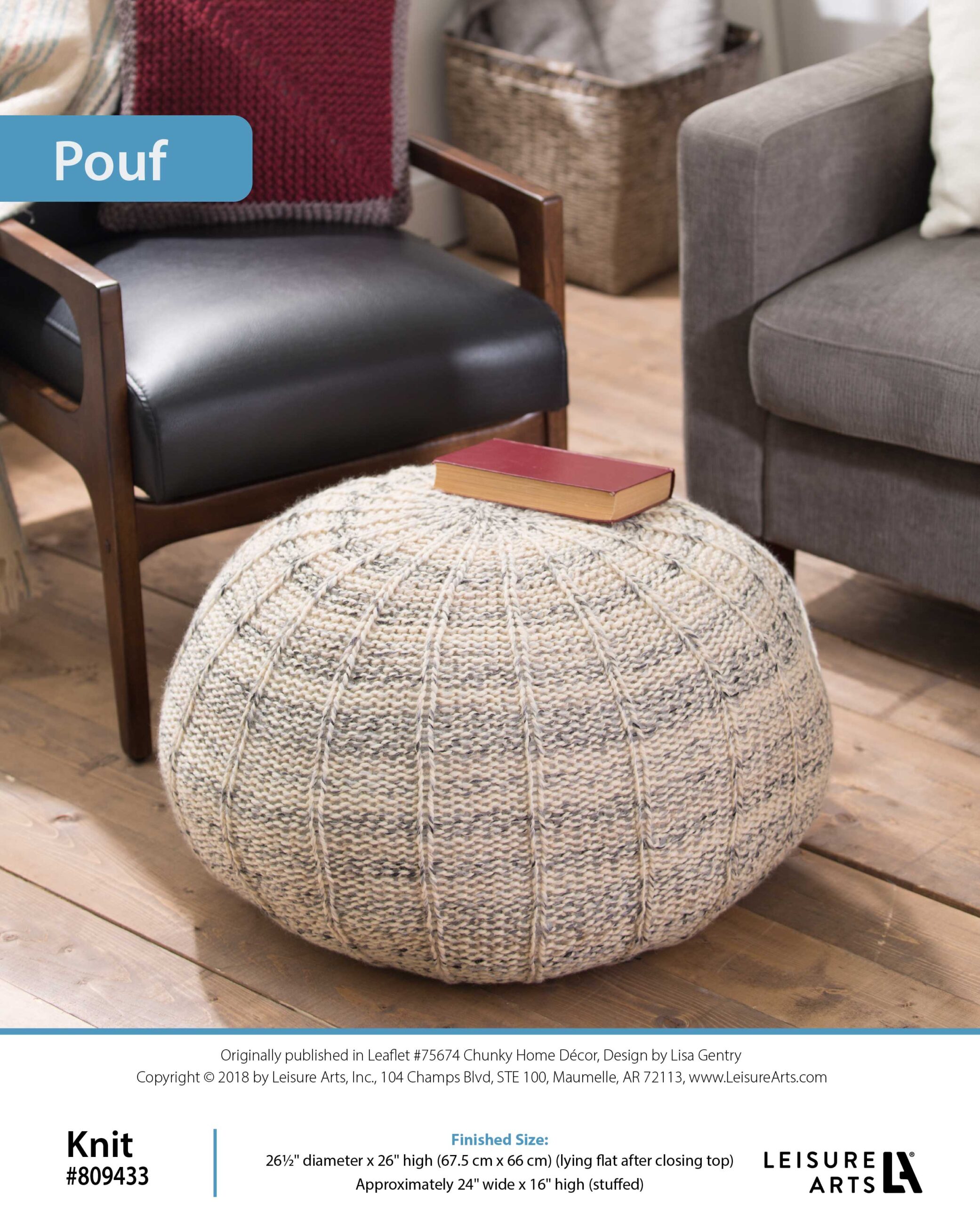 Leisure Arts Chunky Home Decor To Knit Pouf ePattern