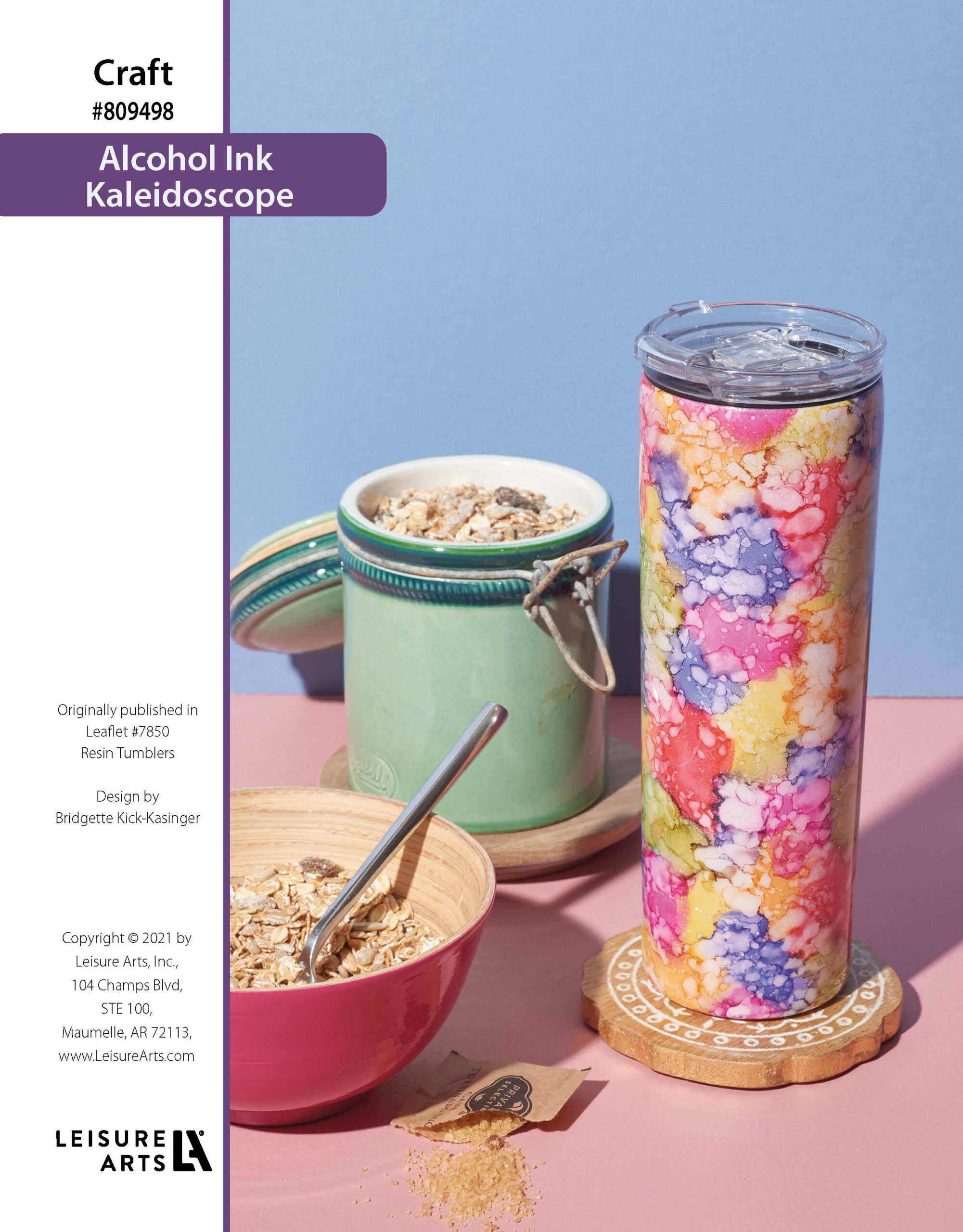 Leisure Arts Resin Tumbler Designs Alcohol Ink Kaleidoscope ePattern
