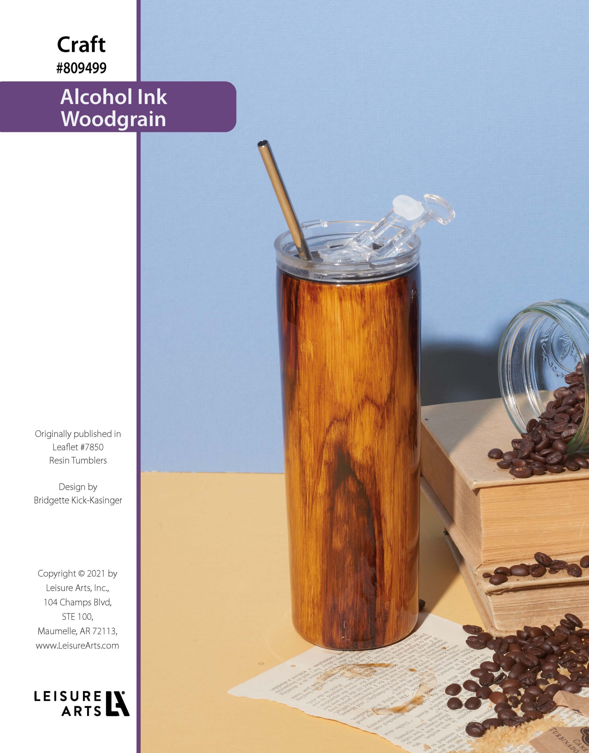 Leisure Arts Resin Tumbler Designs Alcohol Ink Woodgrain ePattern