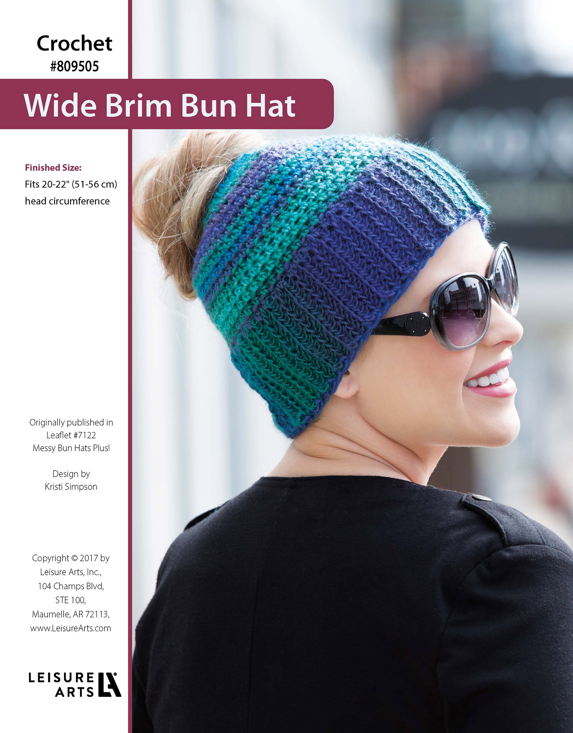 Leisure Arts Messy Bun HatsPlus Wide Brim Bun Hat Crochet ePattern