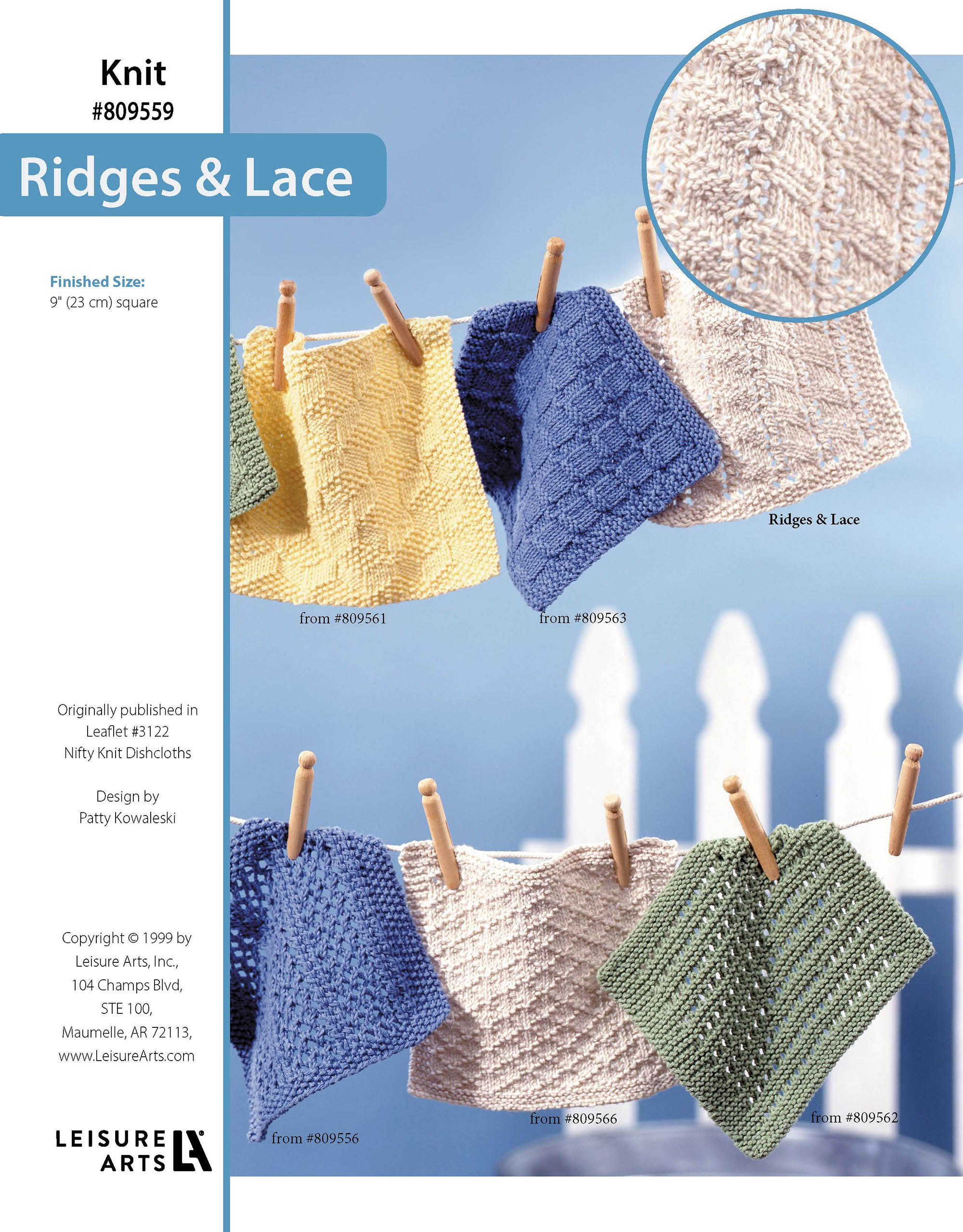 Leisure Arts Nifty Knit Dishcloth Ridges Lace ePattern