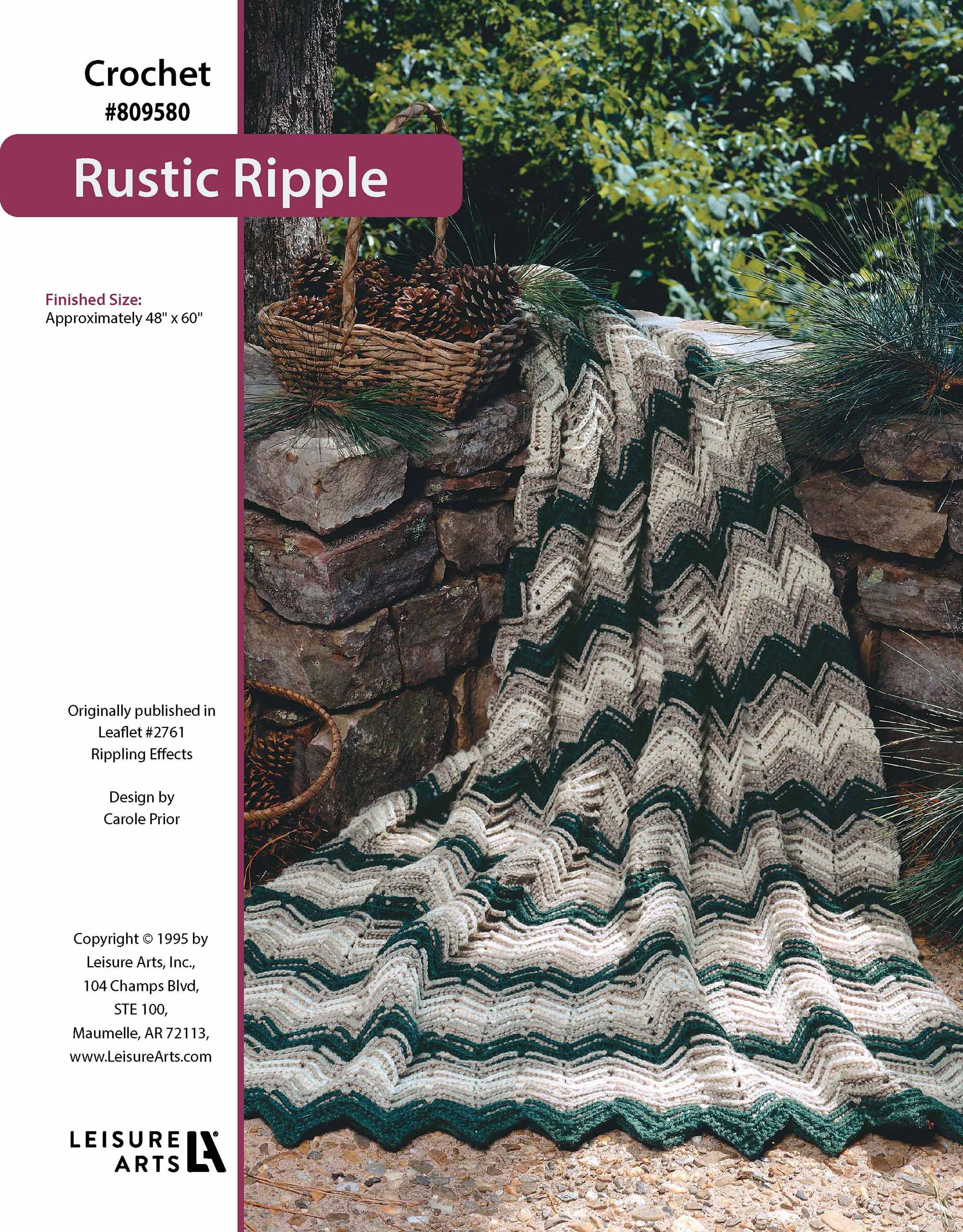 Leisure Arts Rippling Effects Rustic Ripple Afghan Crochet ePattern