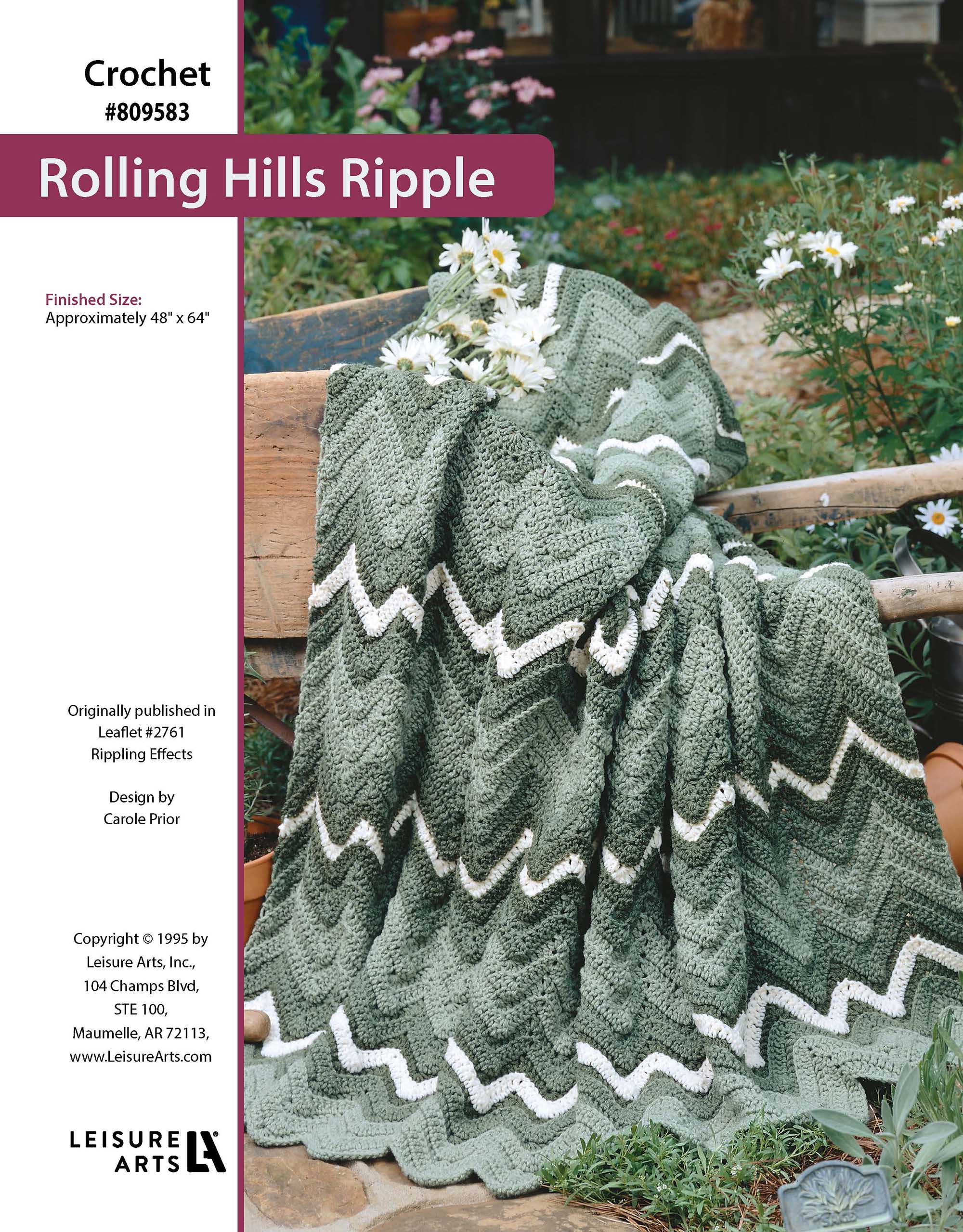 Leisure Arts Rippling Effects Rolling Hills Ripple Afghan Crochet ePattern