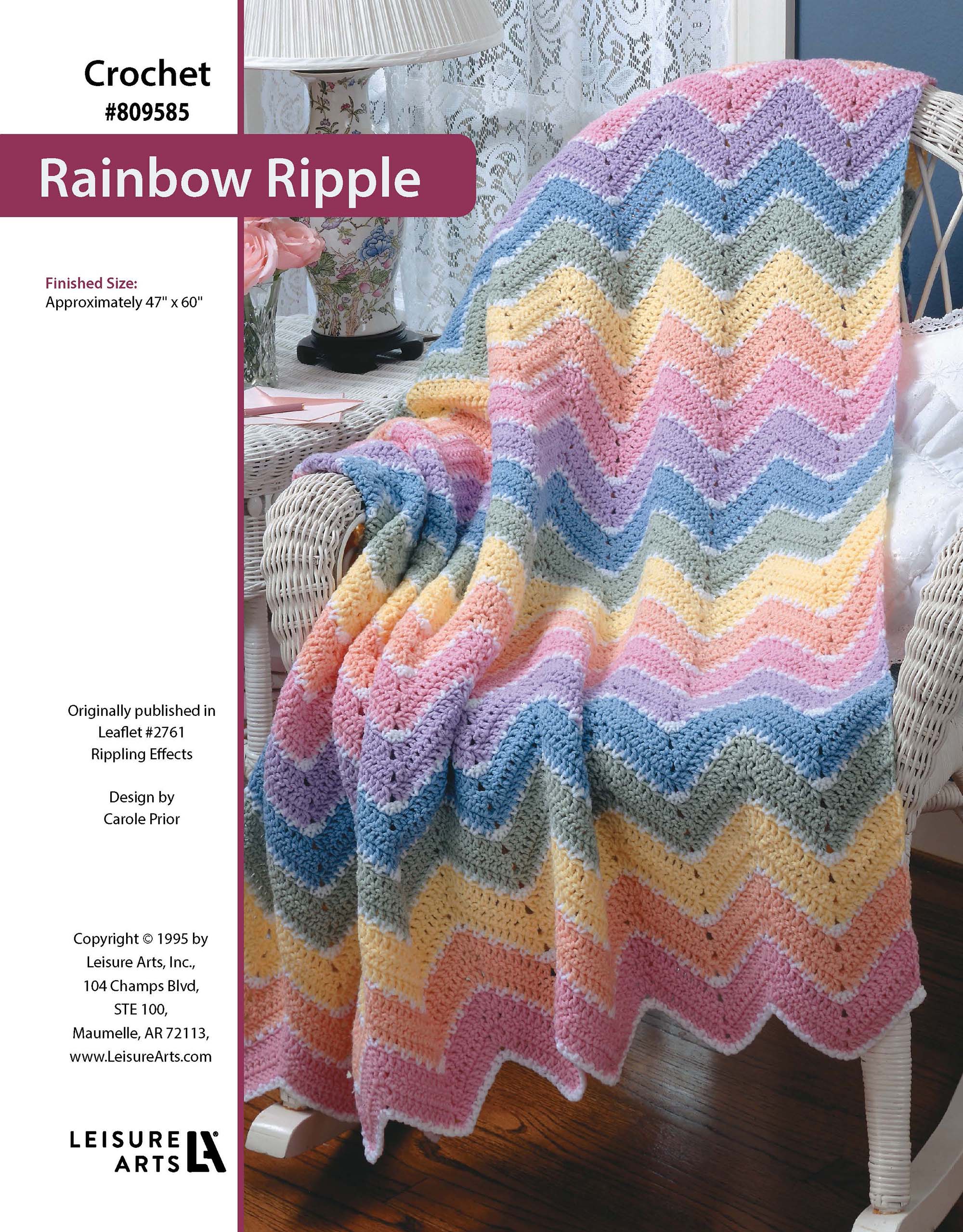 Leisure Arts Rippling Effects Rainbow Ripple Afghan Crochet ePattern