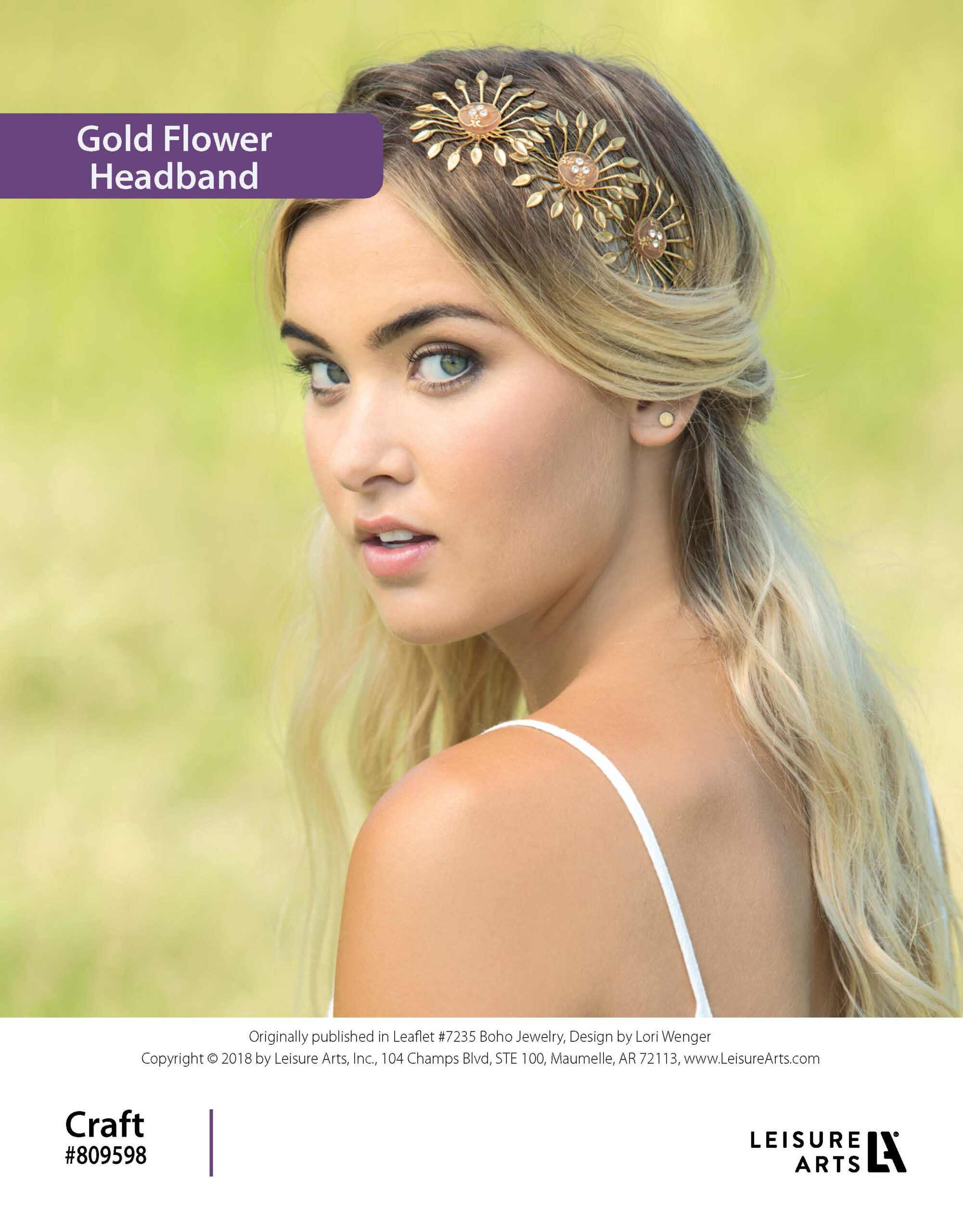 Leisure Arts Boho Jewelry Gold Flower Headband ePattern