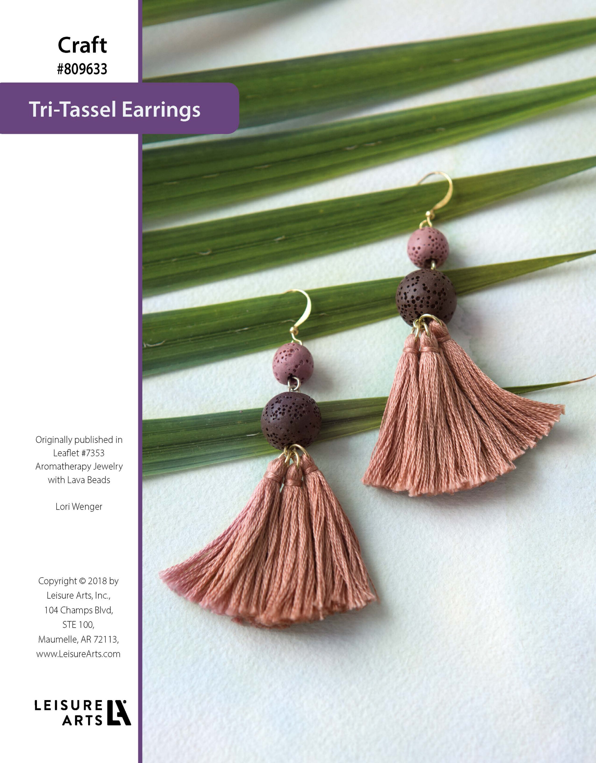 Leisure Arts ePattern Jewelry With Lava Beads TriTassel Earrings