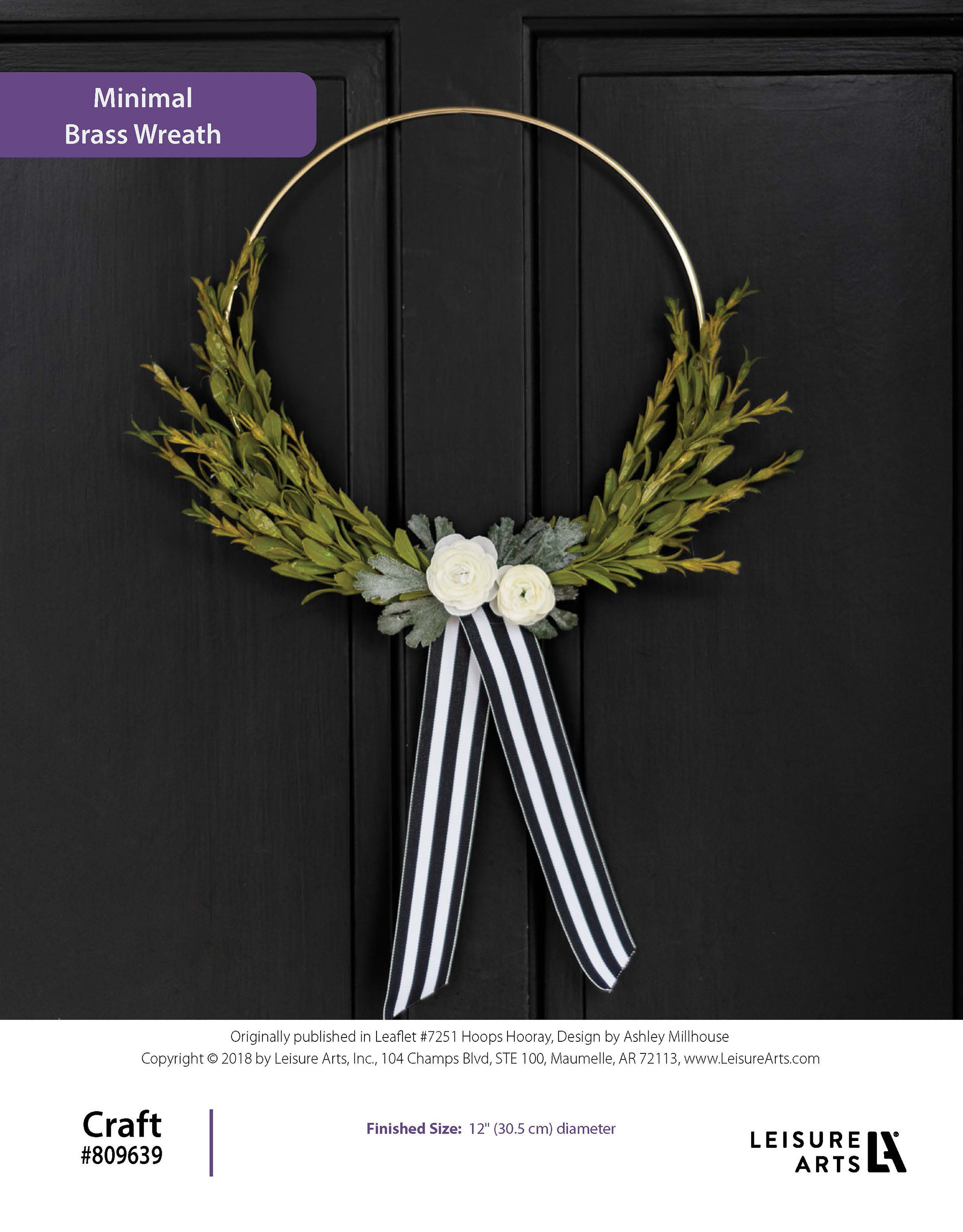 Leisure Arts Hoops Hooray Minimal Brass Wreath Craft ePattern