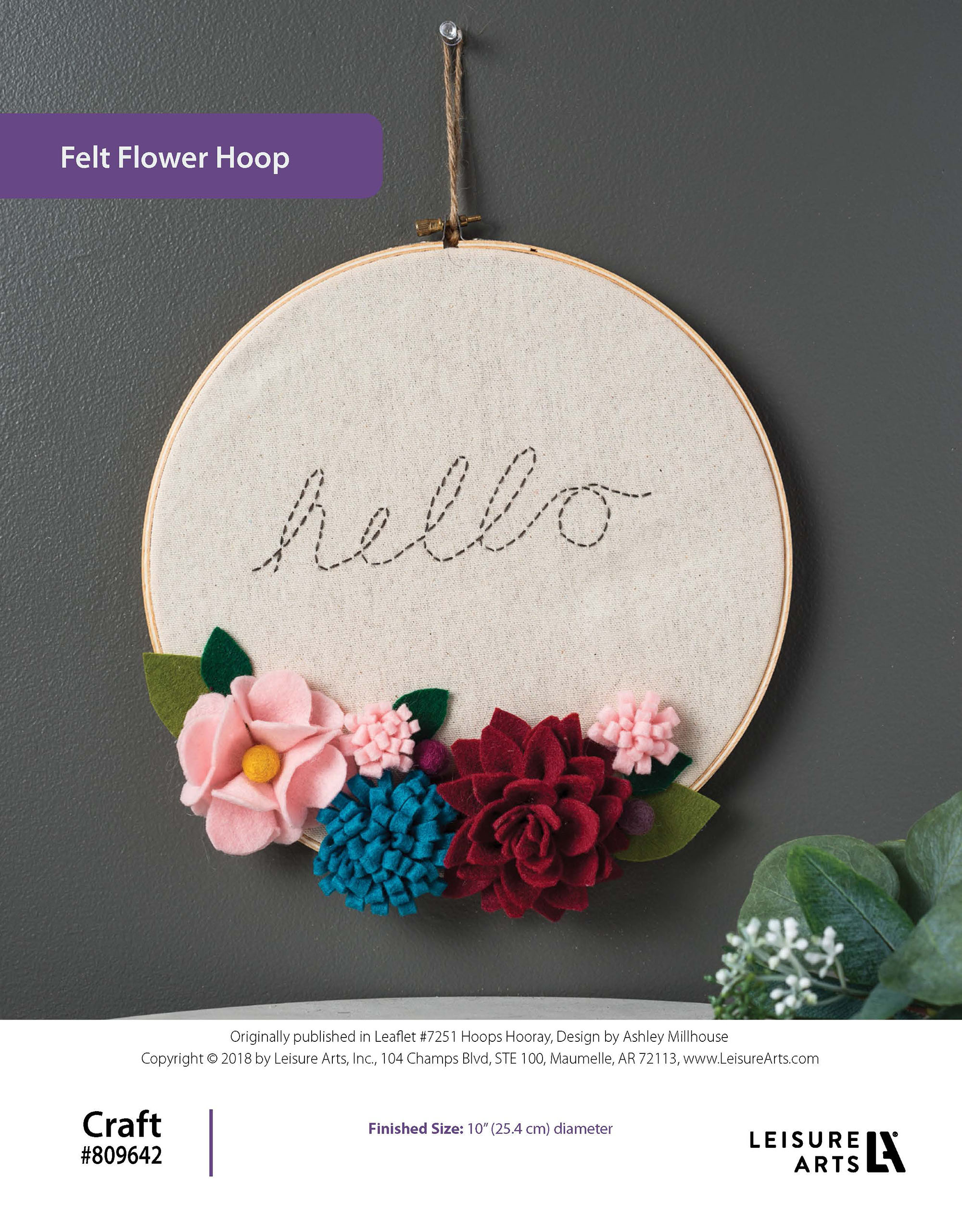 Leisure Arts Hoops Hooray Felt Flower Hoop Craft ePattern