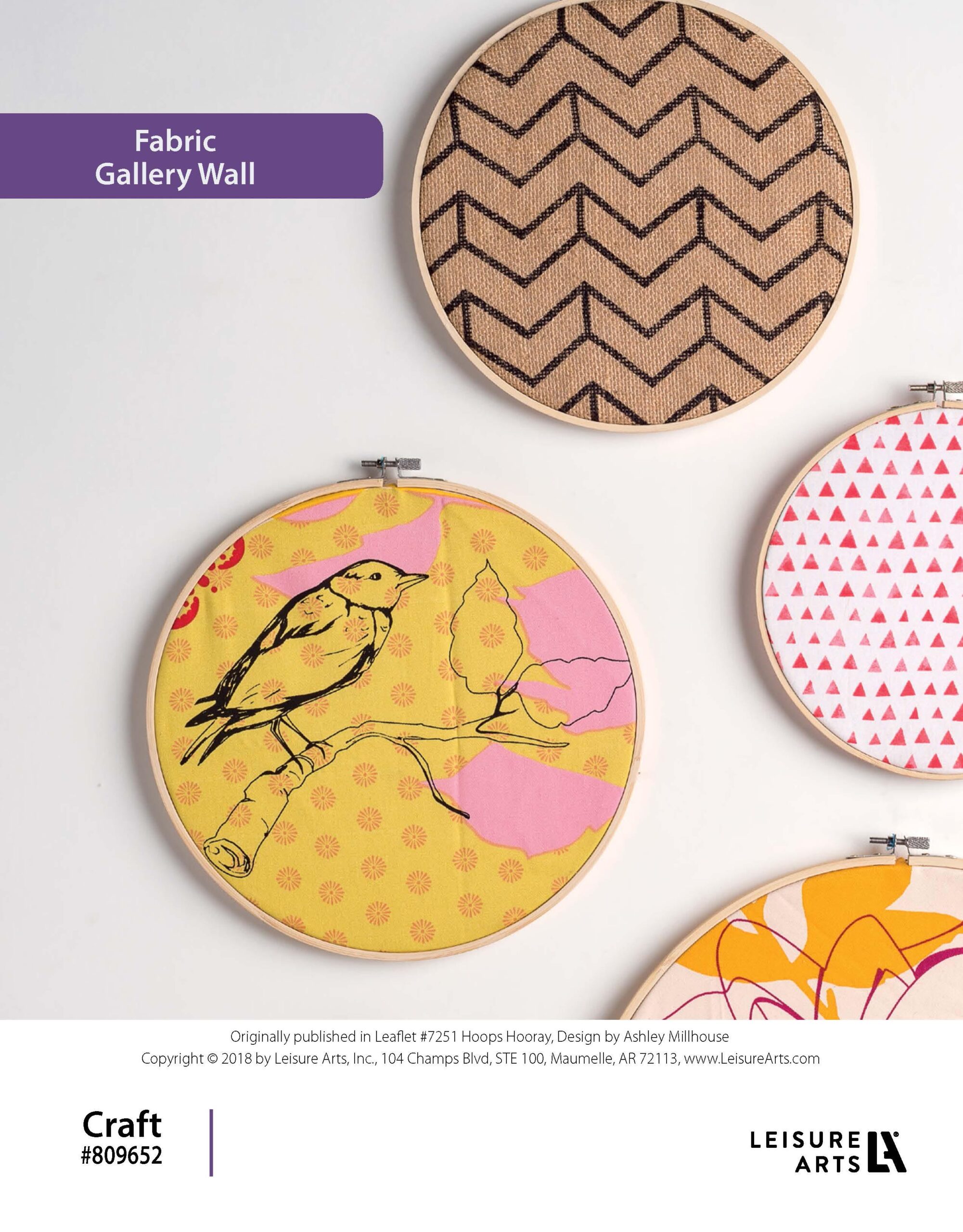 Leisure Arts Hoops Hooray Fabric Gallery Wall Craft ePattern