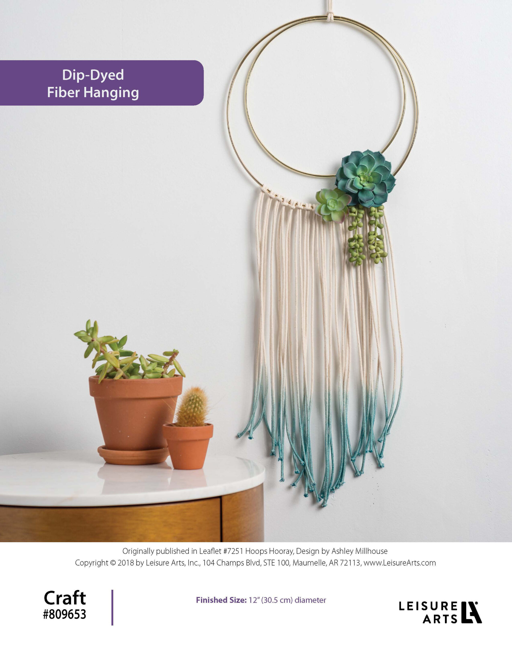 Leisure Arts Hoops Hooray DipDyed Fiber Hanging Craft ePattern