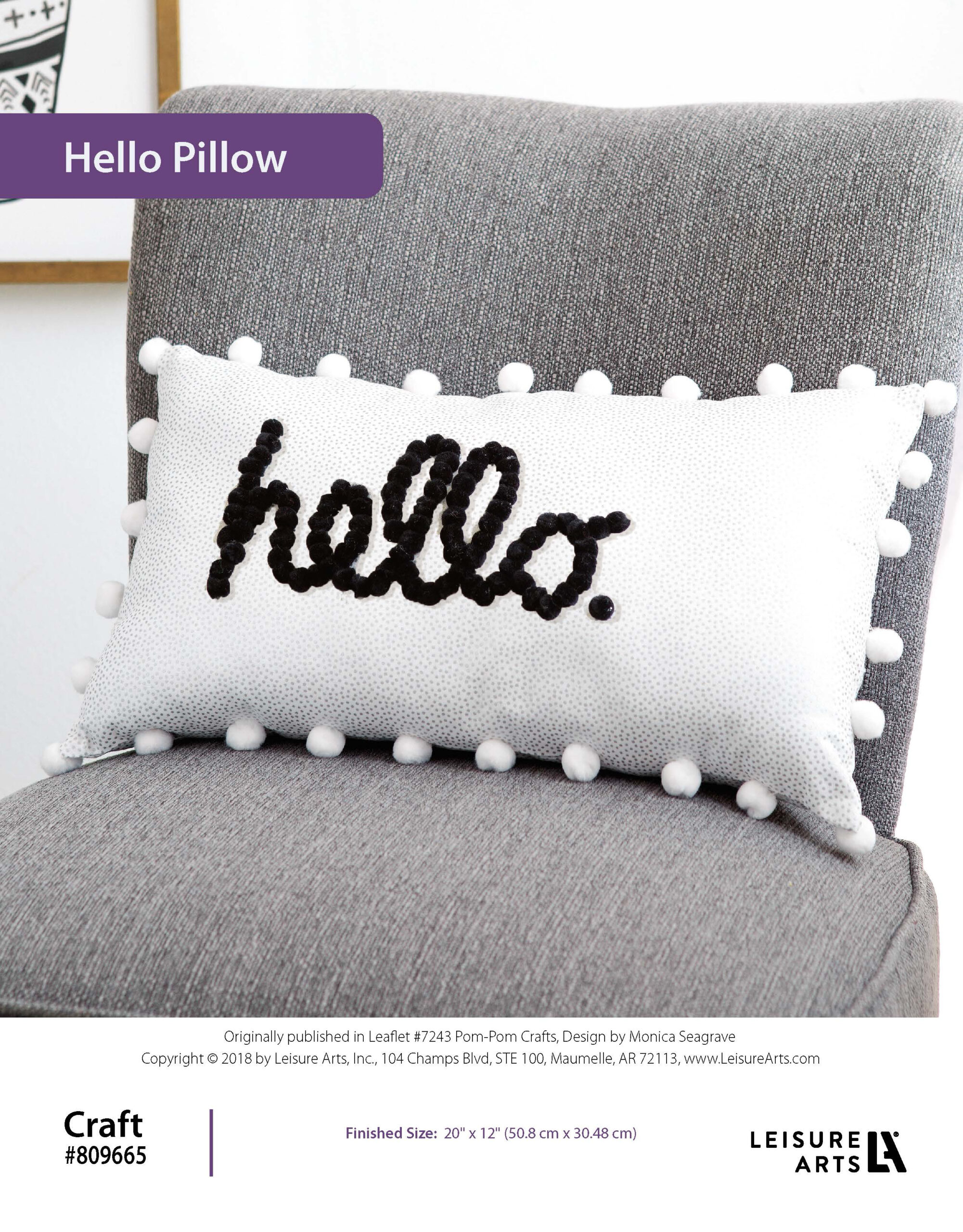 Leisure Arts ePattern Pom Pom Craft Hello Pillow