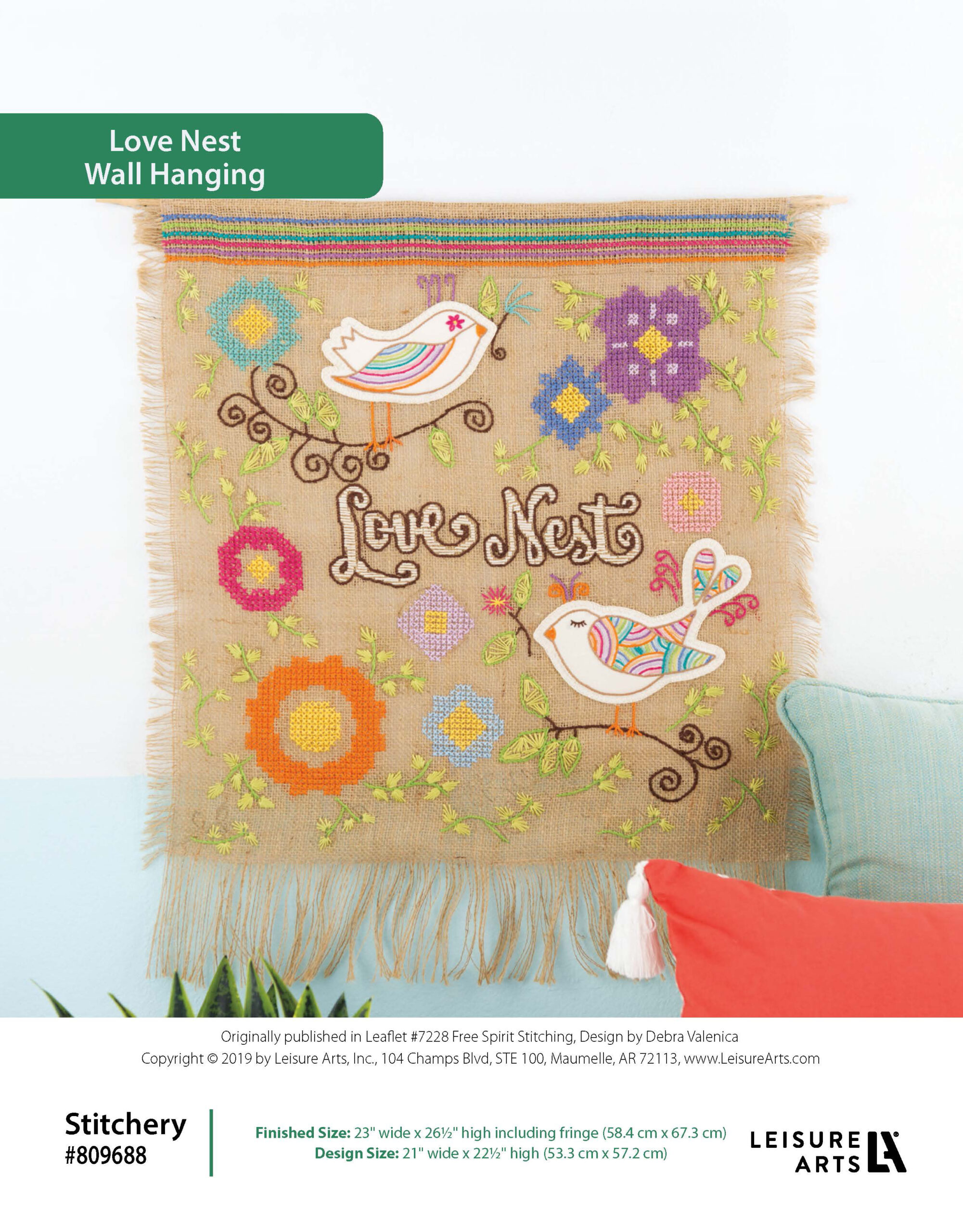 Leisure Arts Free Spirit Stitching Love Nest Wall Hanging ePattern