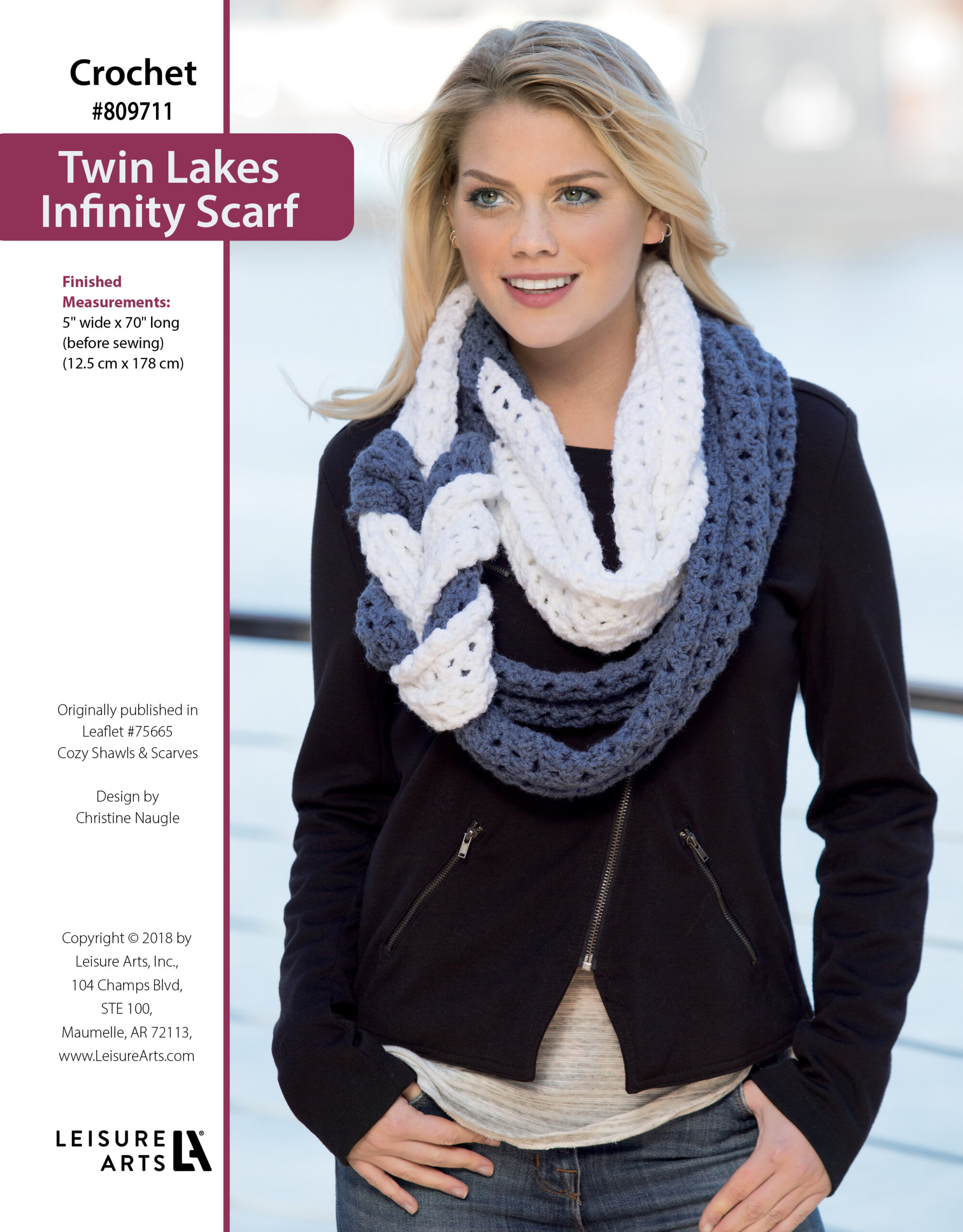 Leisure Arts ePattern Cozy Twin Lakes Infinity Scarf