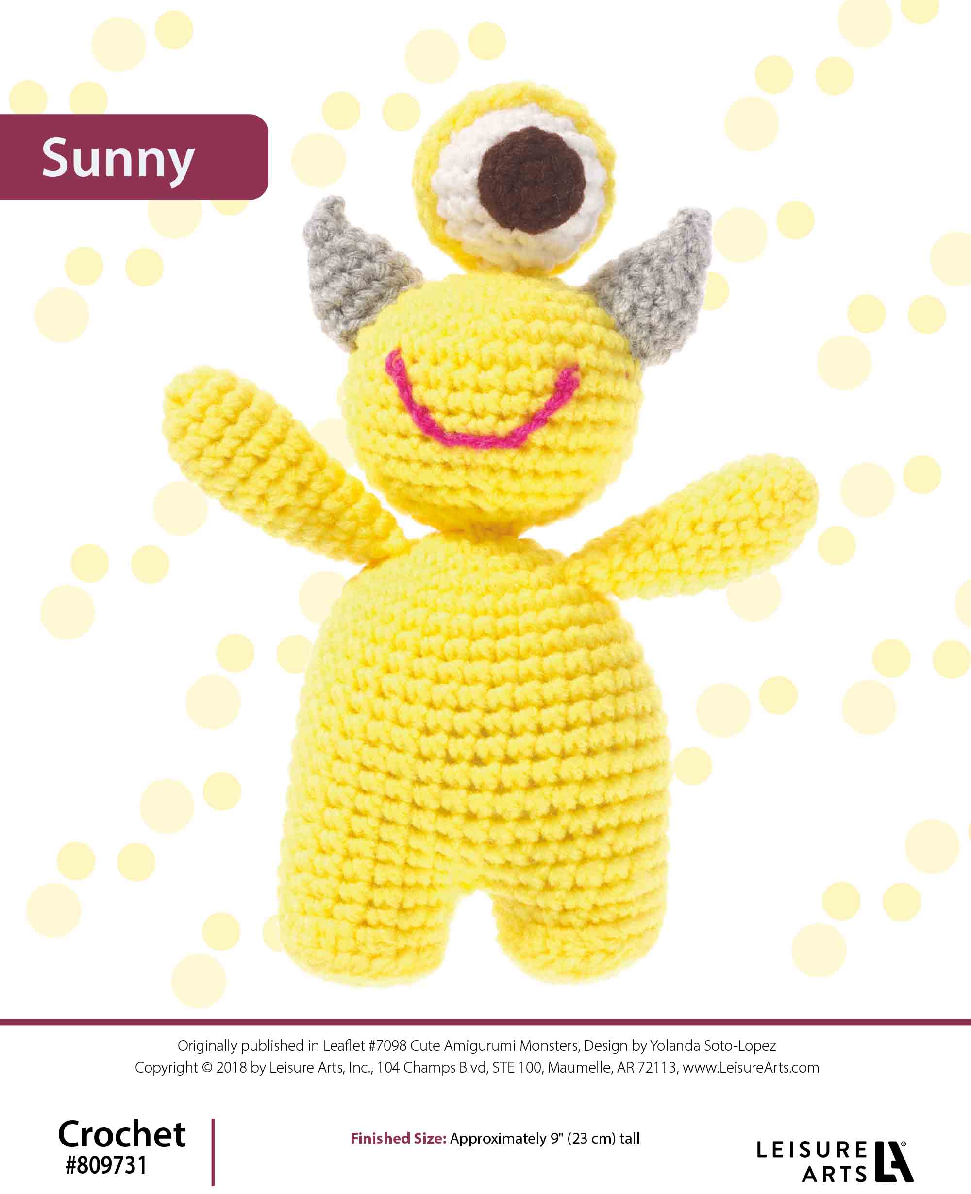 Leisure Arts Cute Amigurumi Monster Sunny Crochet ePattern