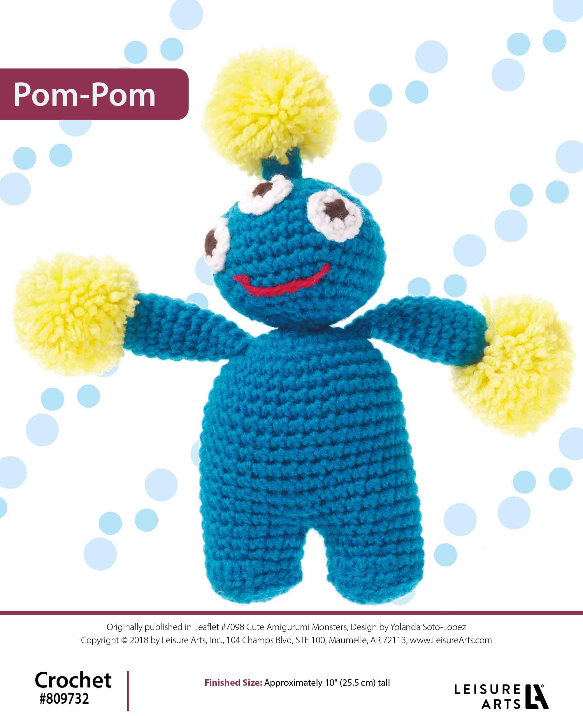 Leisure Arts Cute Amigurumi Monster PomPom Crochet ePattern