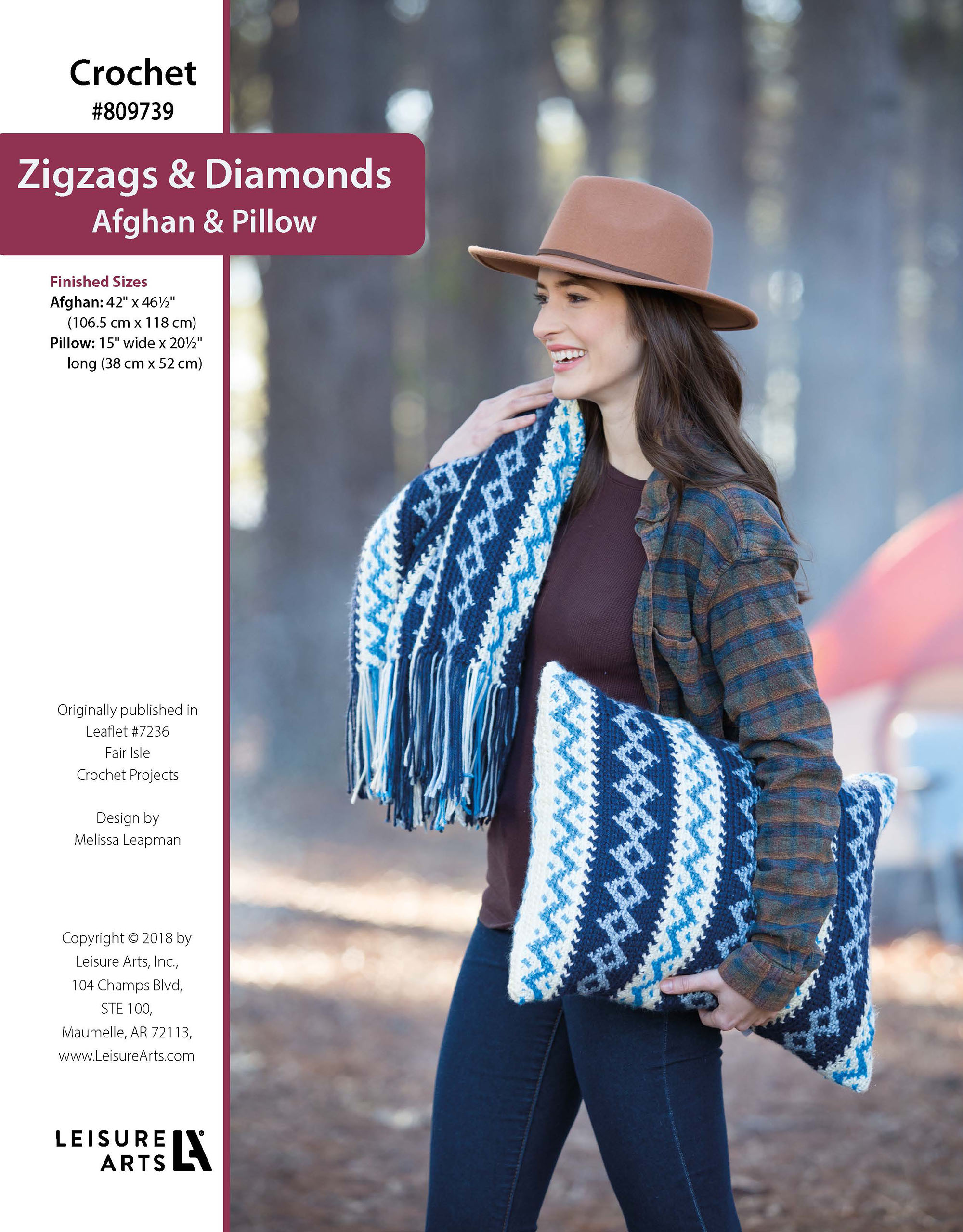 Leisure Arts Fair Isle Crochet Projects Zigzags Diamond Afghan Pillow ePattern