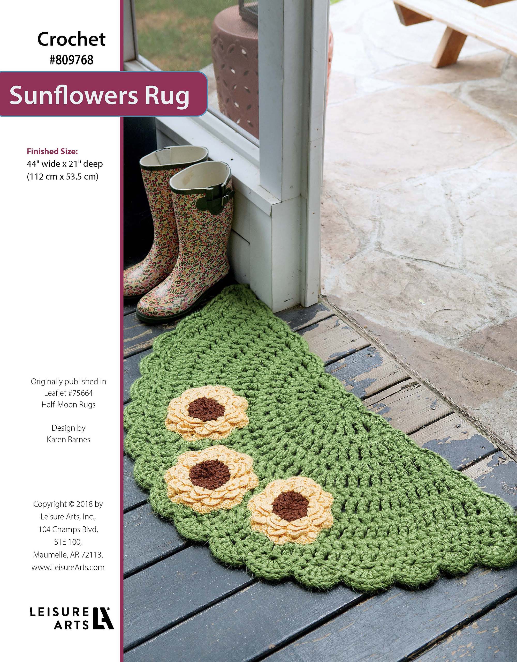 Leisure Arts Half Moon Rugs Sunflowers Crochet ePattern