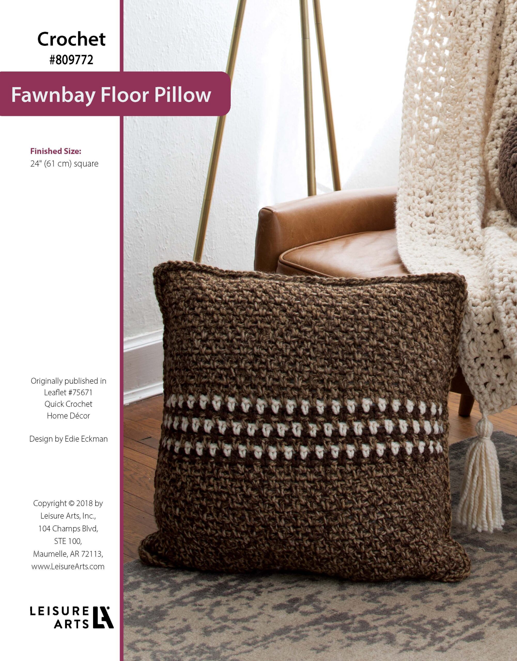 Leisure Arts Quick Crochet Home Decor Fawnbay Floor Pillow ePattern