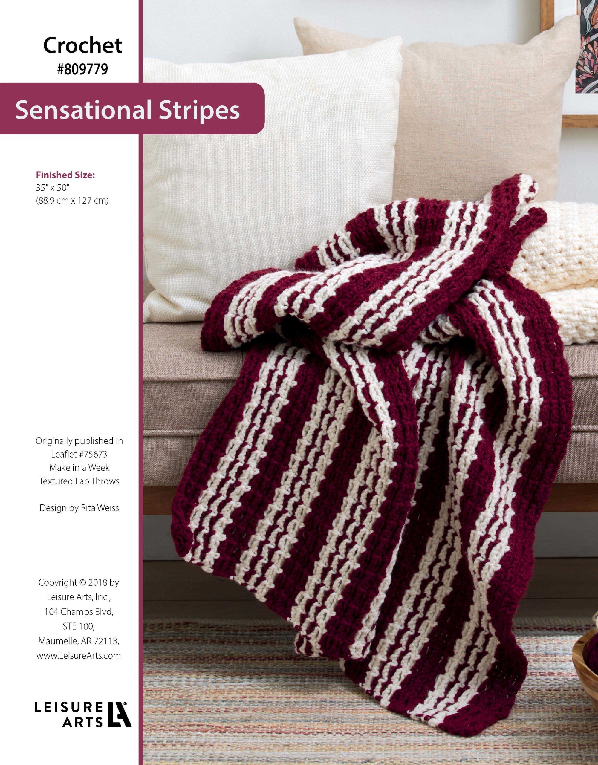 Leisure Arts Make in a Weekend Textured Lap Throws Sensational Stripes Crochet ePattern