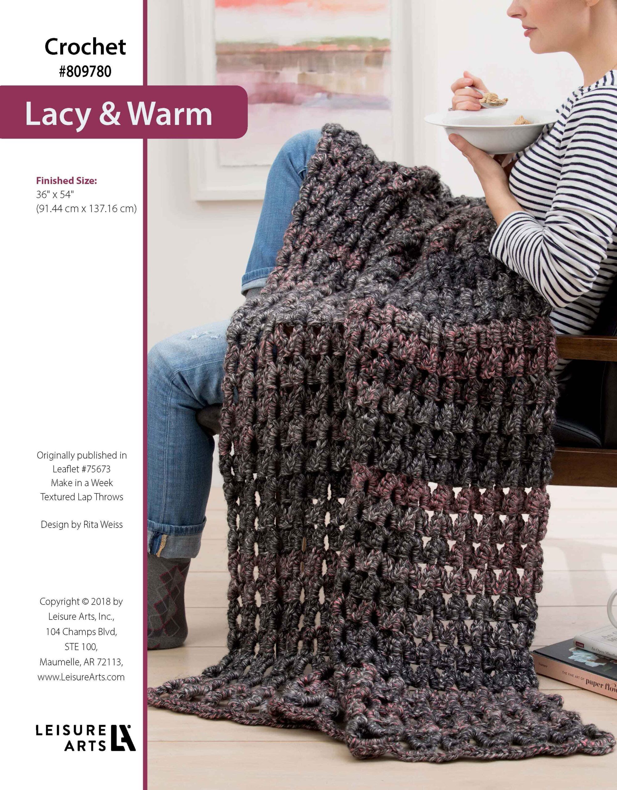 Leisure Arts Make in a Weekend Textured Lap Throws Lacy Warm Crochet ePattern
