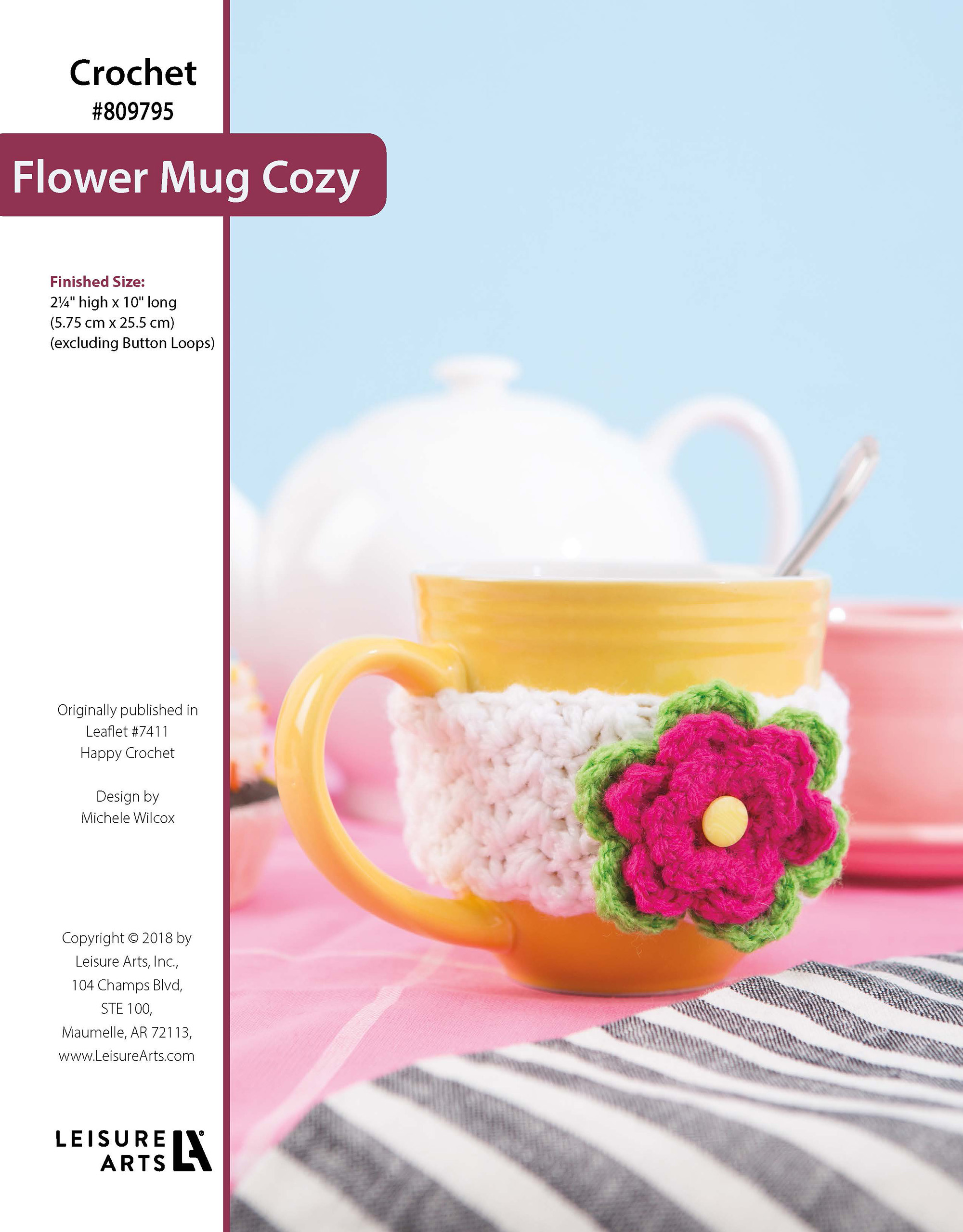 Leisure Arts Happy Crochet Flower Mug Cozy ePattern