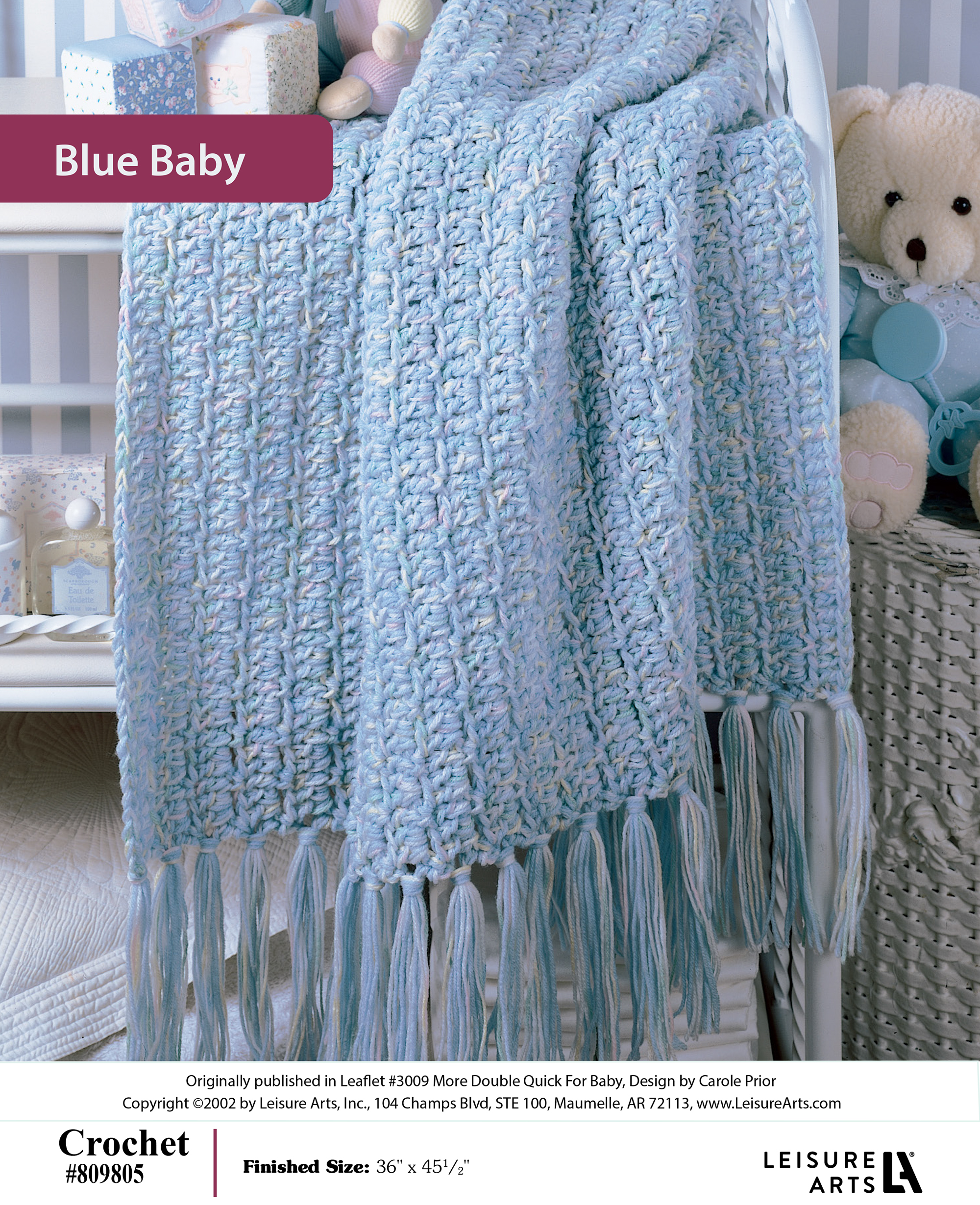 Leisure Arts ePattern Crochet Double Quick Afghan Baby Blue