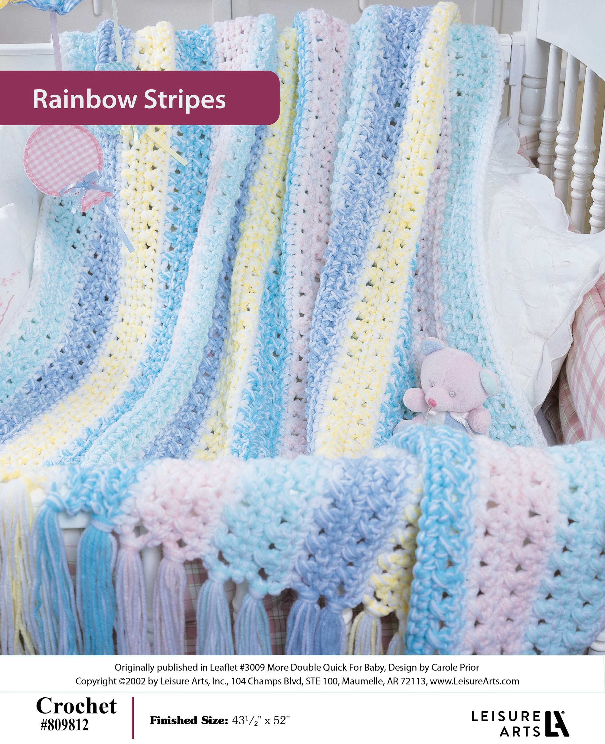 Leisure Arts ePattern Crochet Double Quick Afghan Rainbow Stripes