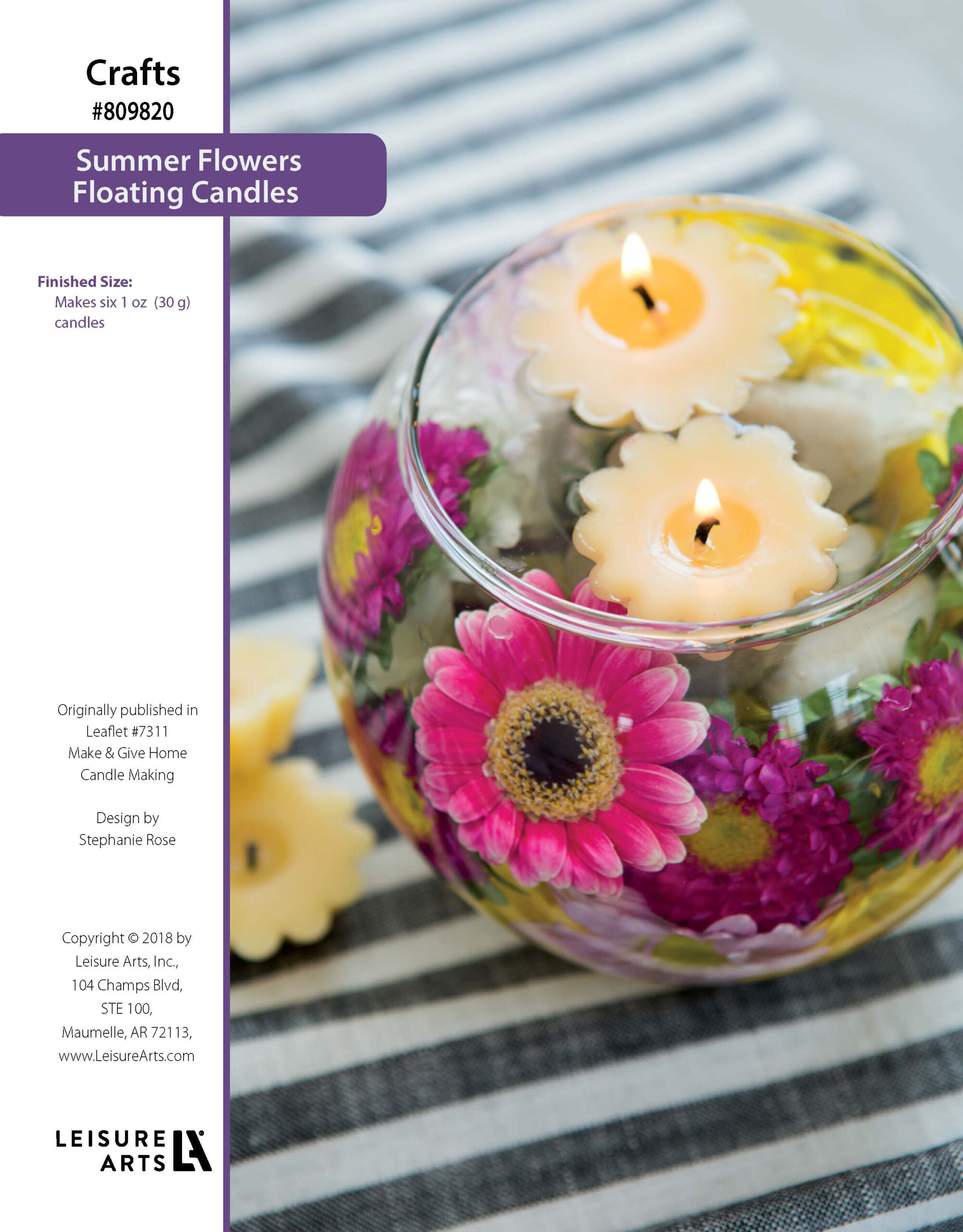 Leisure Arts Make Give Home Candle Making Floating Summer Flowers ePattern