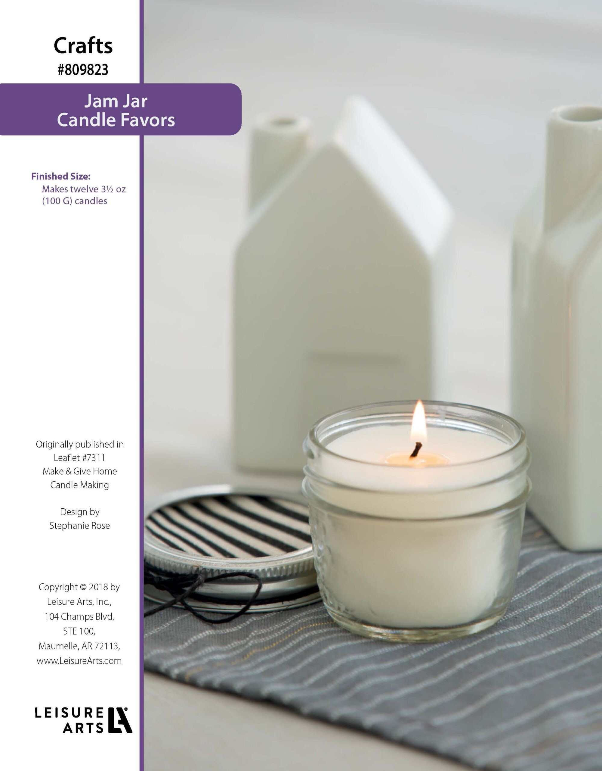 Leisure Arts Make Give Home Candle Making Jam Jar Candle Favors ePattern