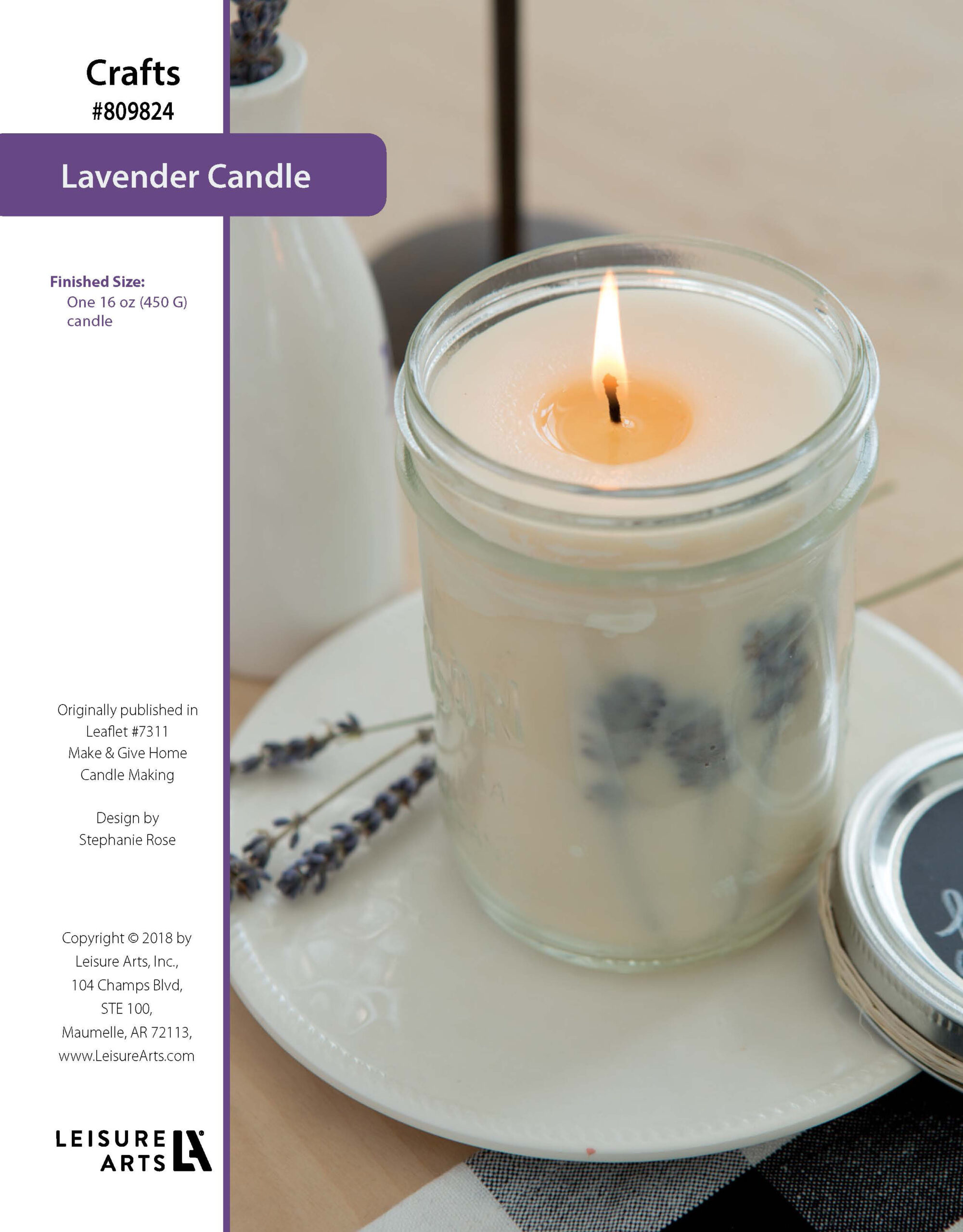 Leisure Arts Make Give Home Candle Making Lavender Candle ePattern