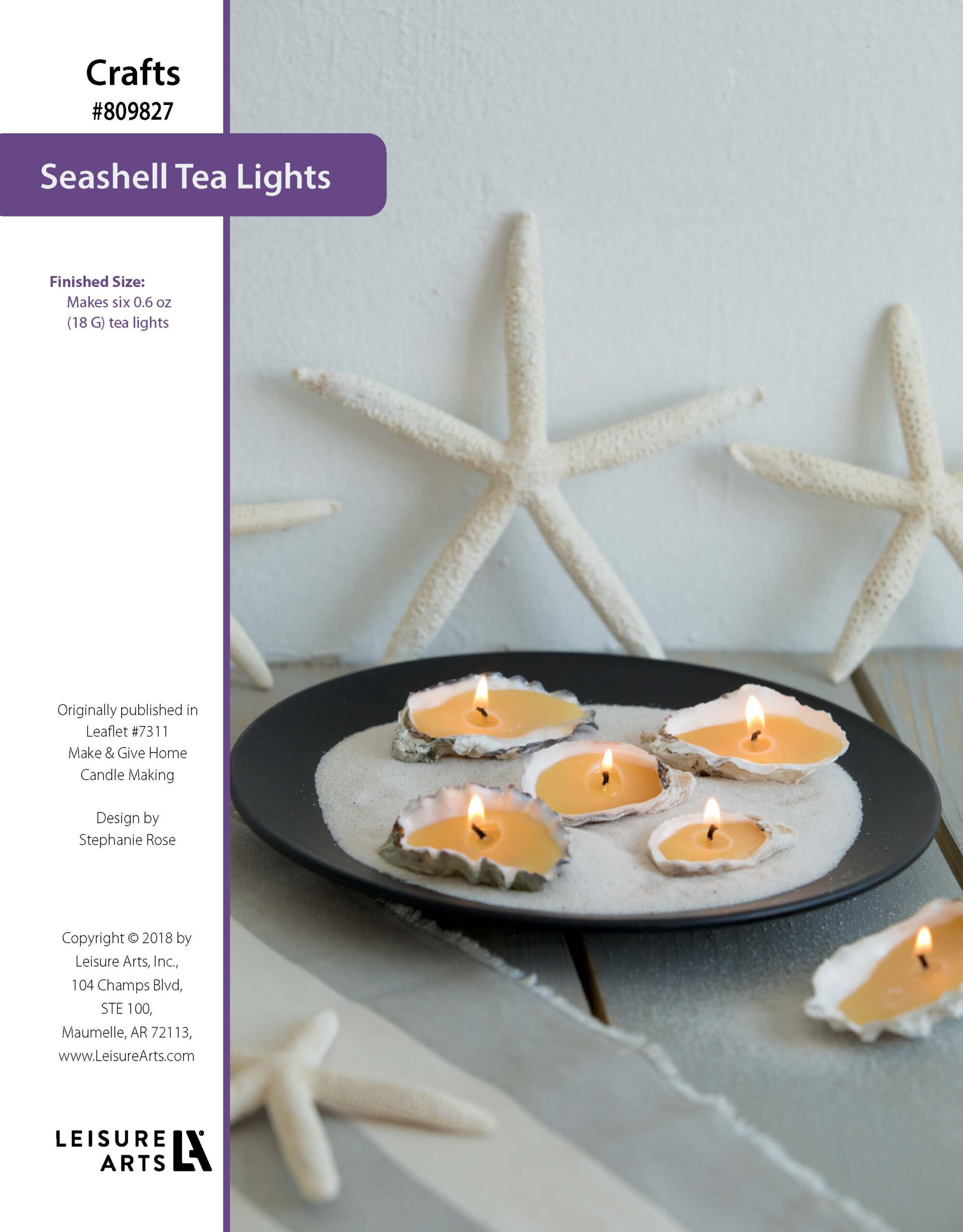 Leisure Arts Make Give Home Candle Making Seashell Tea Lights ePattern