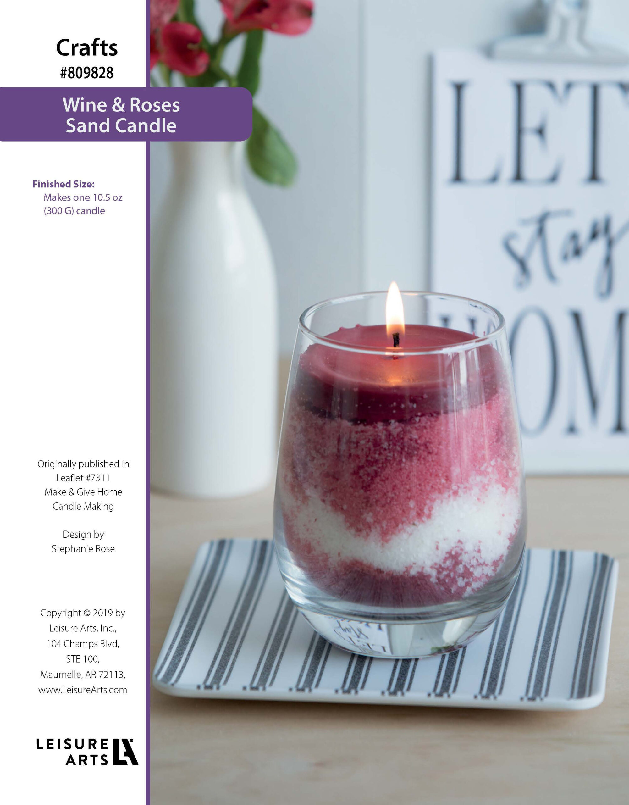 Leisure Arts Make Give Home Candle Making Wine Roses Sand Candle ePattern
